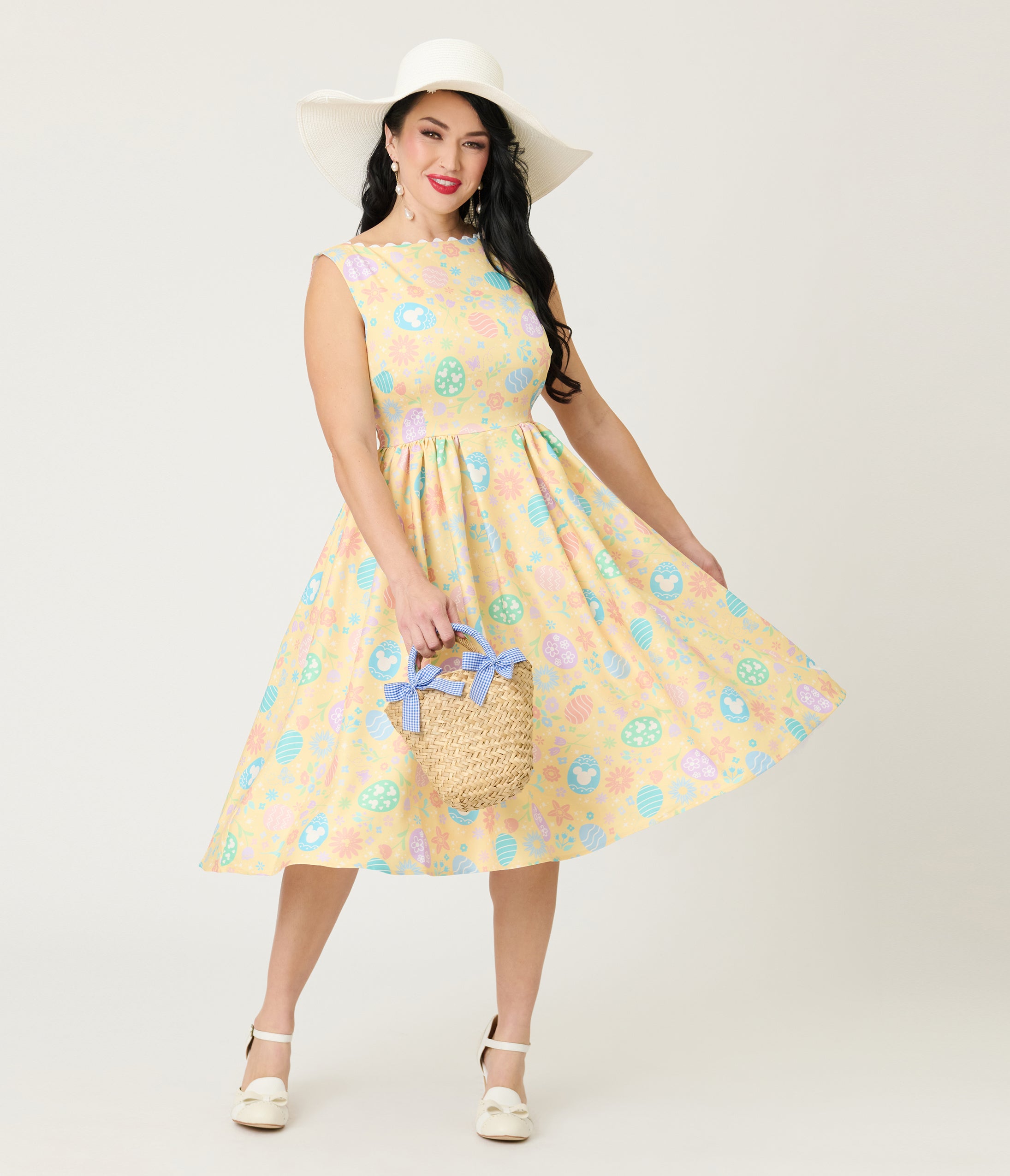 Disney Mickey & Friends Collection by Unique Vintage Yellow & Easter Egg Livvie Swing Dress Disney Mickey & Friends Collection by Unique Vintage Yellow & Easter Egg Livvie Swing Dress