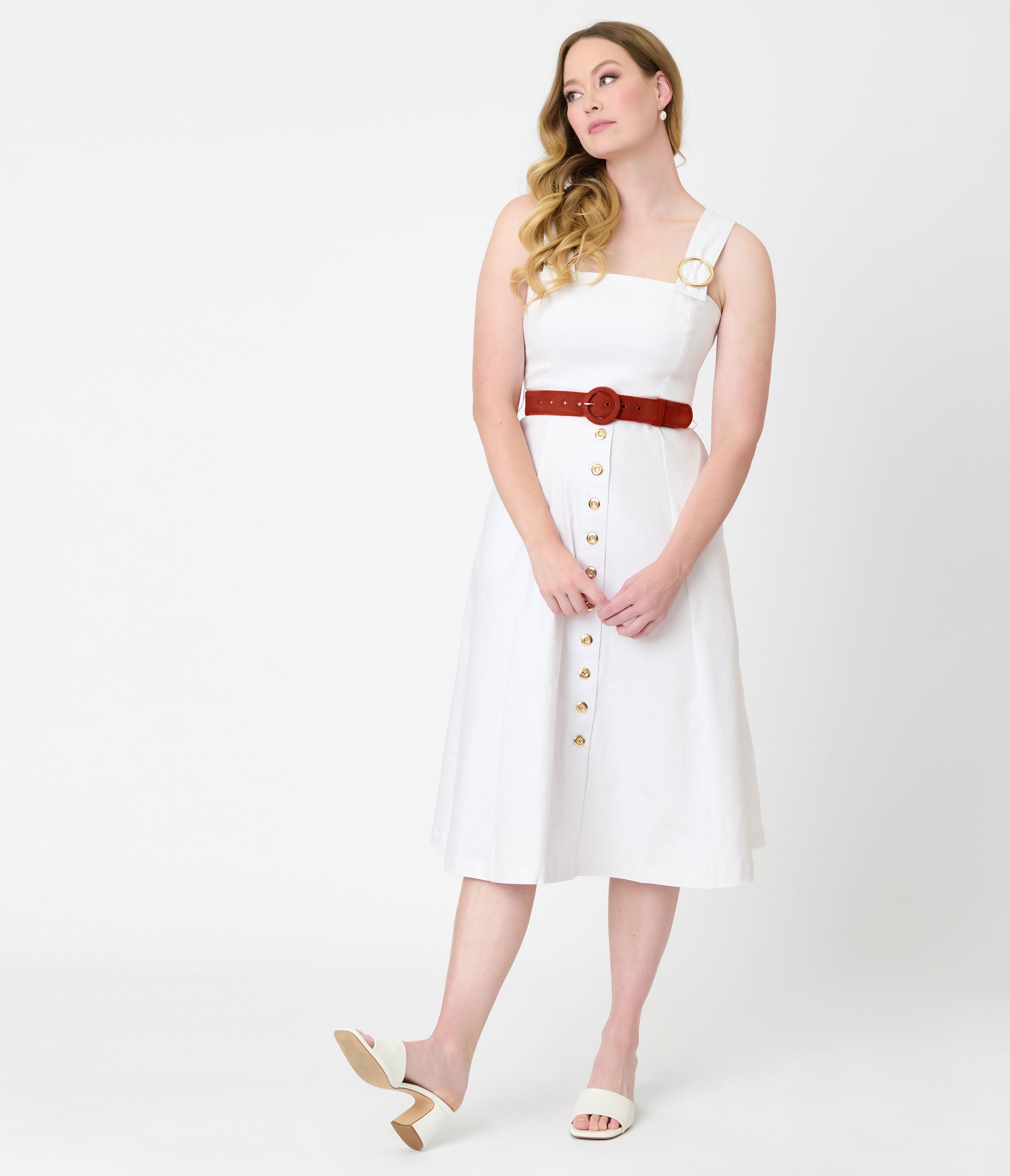 Barbie x Unique Vintage White Picnic Perfect Midi Dress Barbie x Unique Vintage White Picnic Perfect Midi Dress