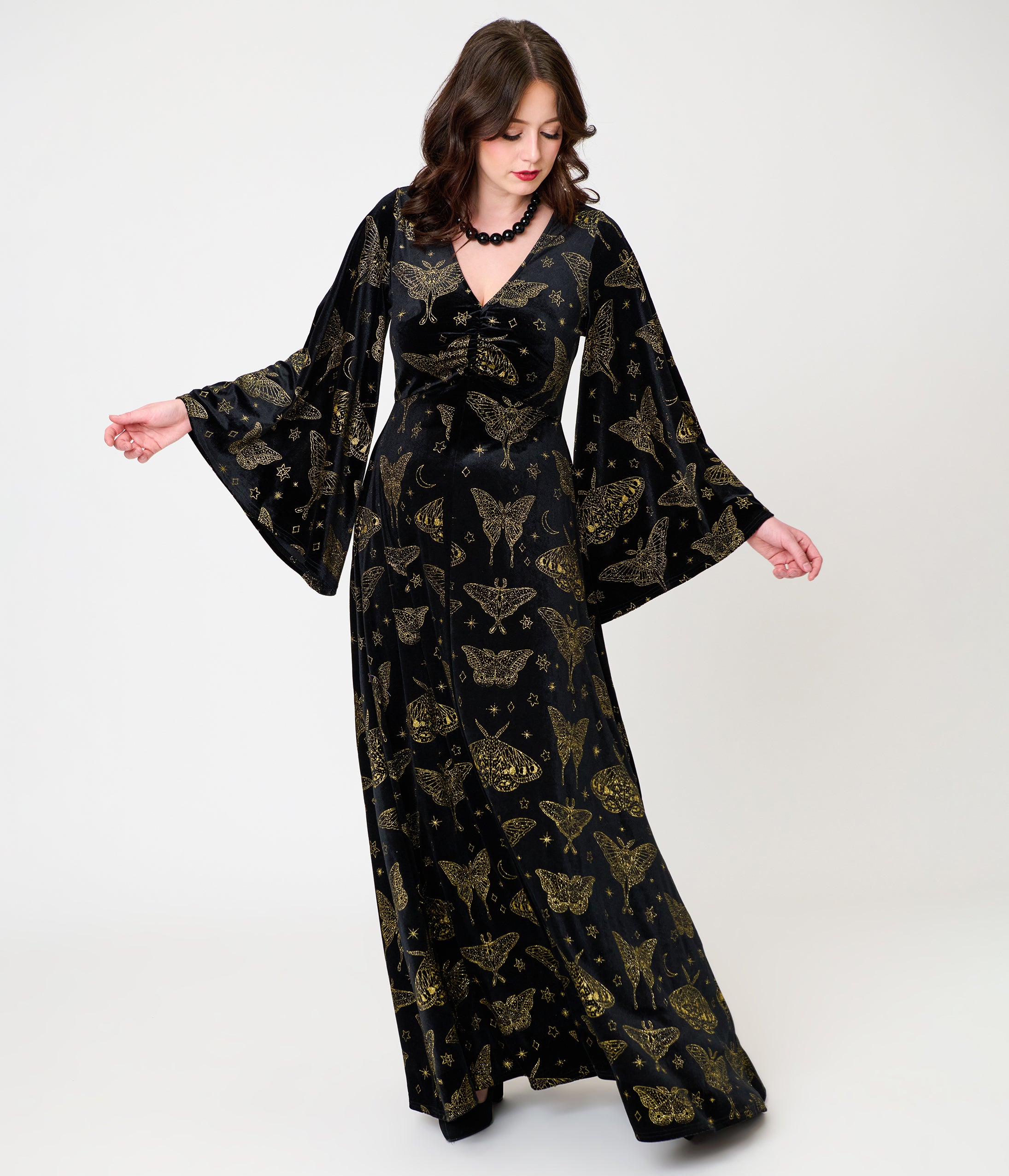 stevie maxi dress Smak Parlour Black & Gold Moth Print M/8-10 size:0 30 Black Dresses for Need it before it Size:B