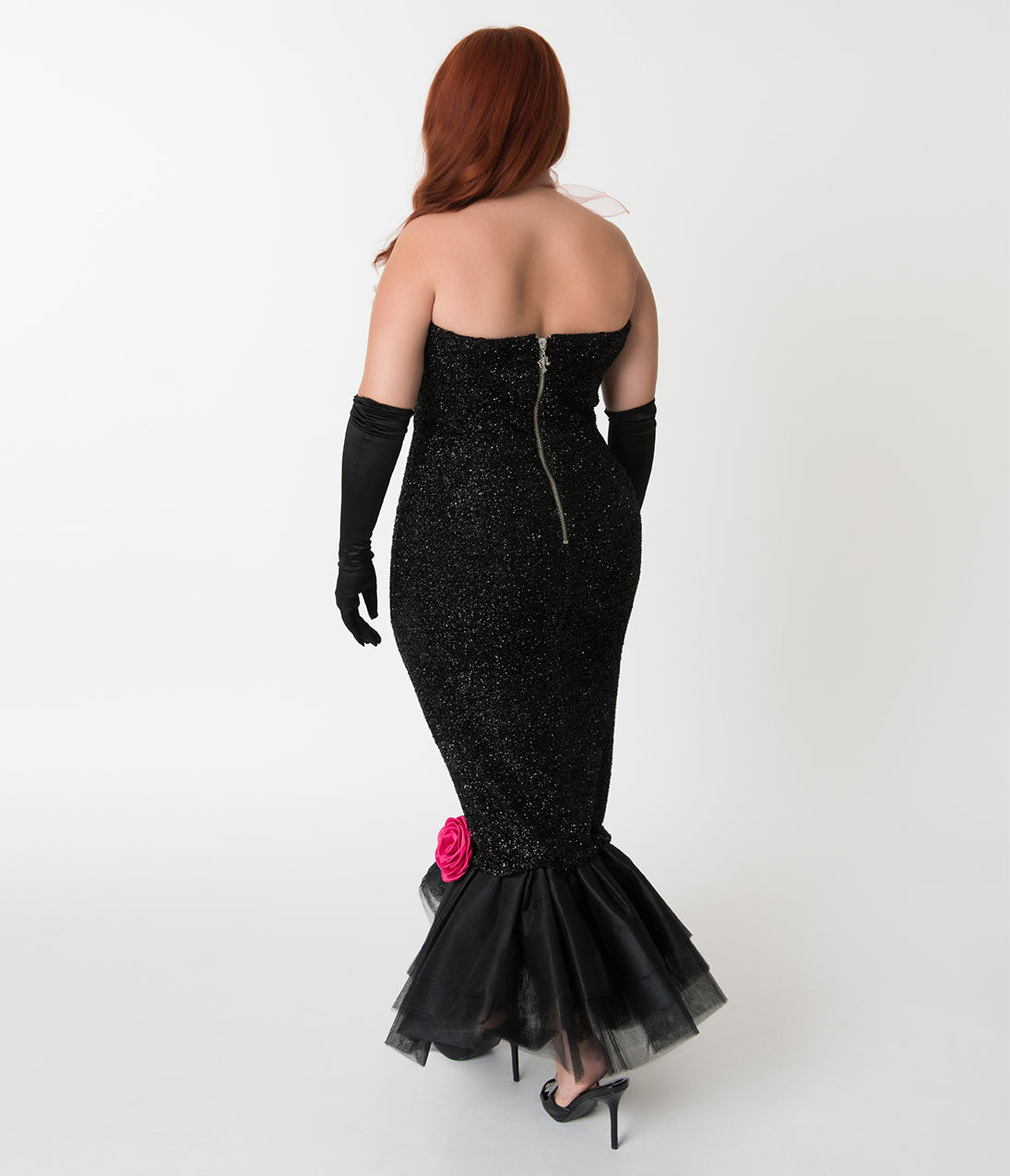 Barbie™ x Unique Vintage Black Solo In The Spotlight Strapless Wiggle Dress