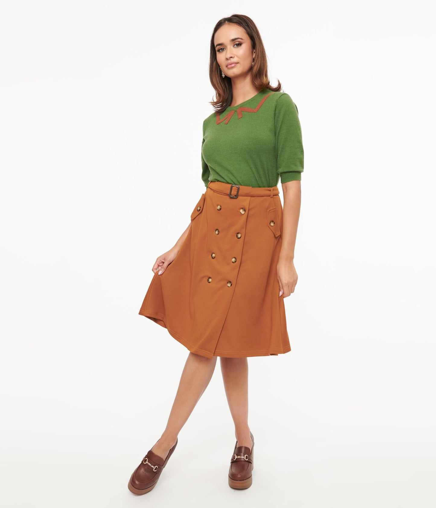 Amber Belted Midi Skirt - Unique Vintage - Womens, BOTTOMS, SKIRTS