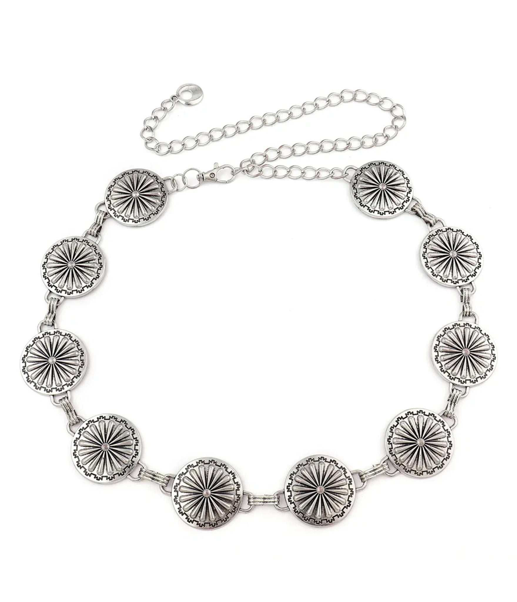 Antique Silver Medallion Chain Belt - Unique Vintage - Womens, ACCESSORIES, BELTS