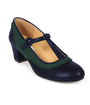 Banned Black & Green Leatherette Voyager T-Strap Heels