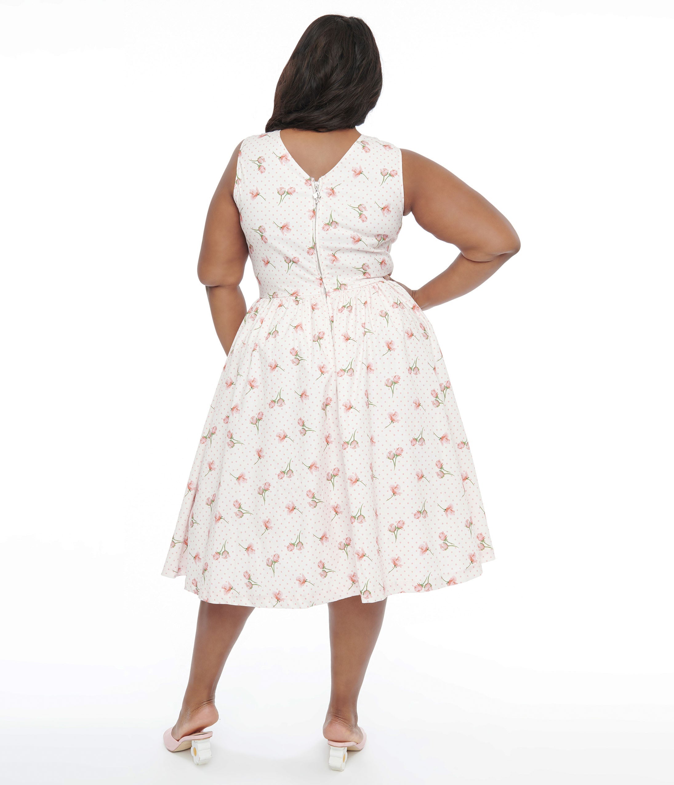 Barbie x Unique Vintage Plus Size 1960s Pink Rosebud Garden Party Swing Dress - Unique Vintage - Womens, DRESSES, SWING