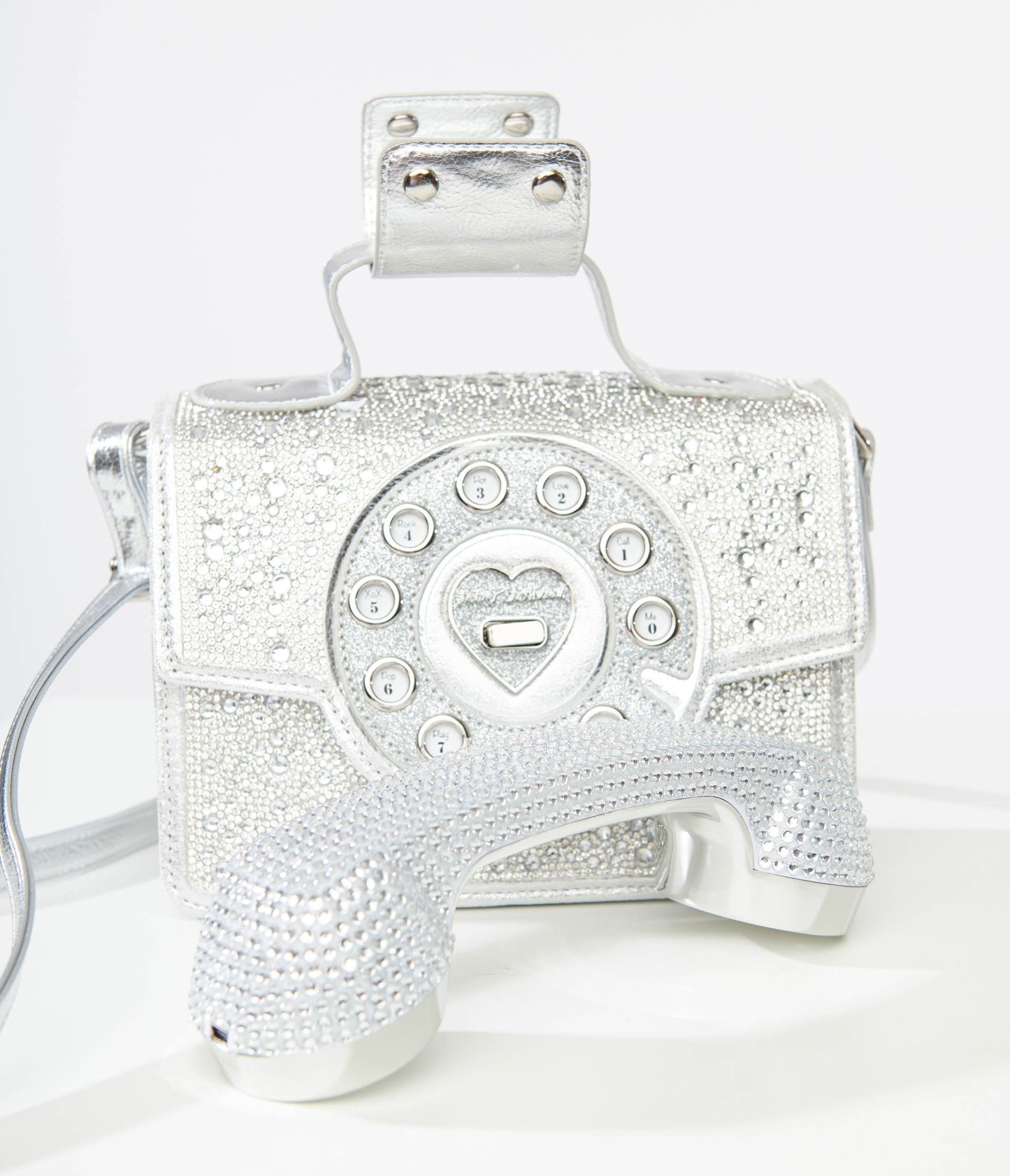 Betsey Johnson Silver Rhinestone Phone Handbag - Unique Vintage - Womens, ACCESSORIES, HANDBAGS