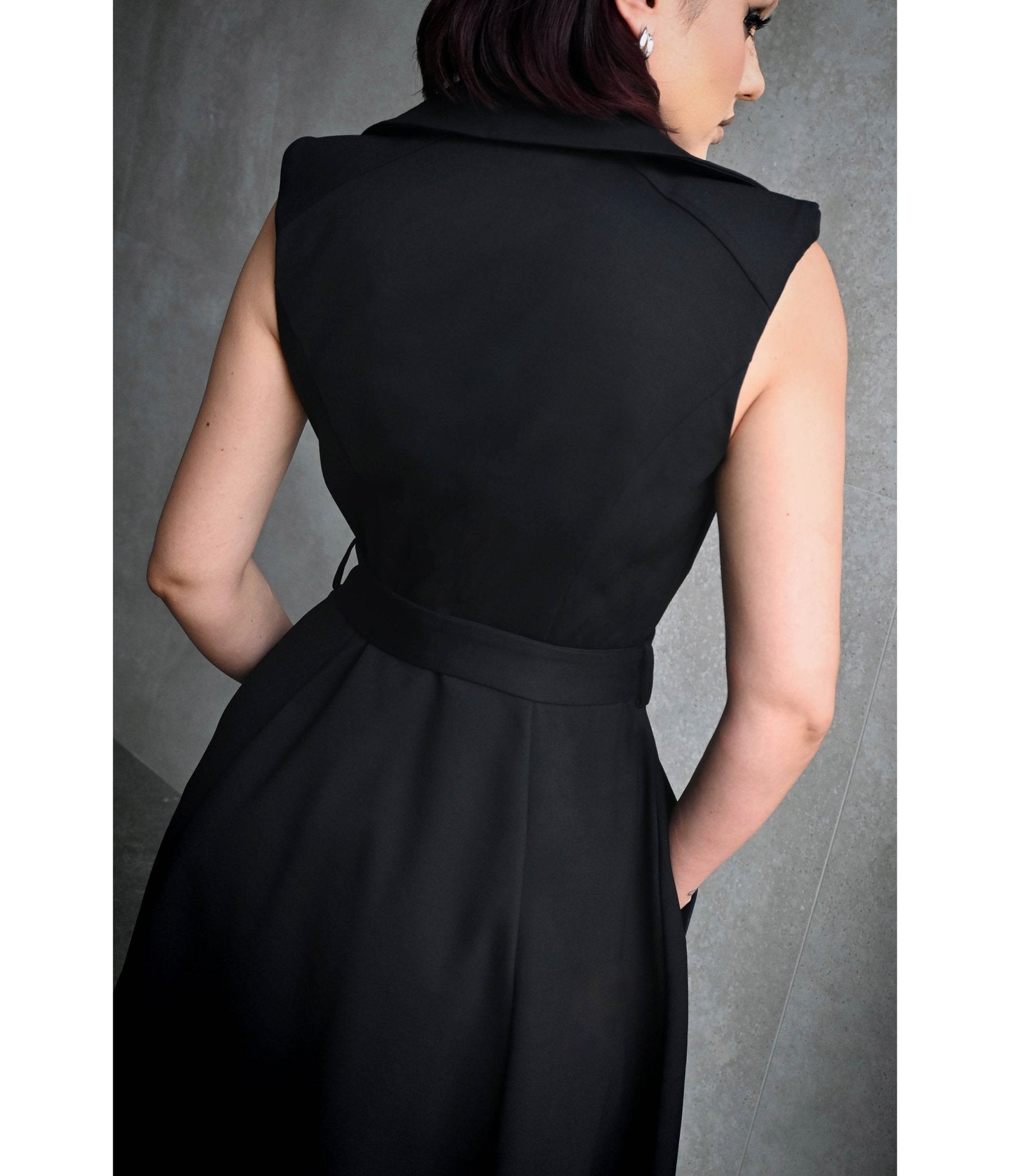 Black After Dark Trench Midi Dress - Unique Vintage - Womens, DRESSES, MIDI