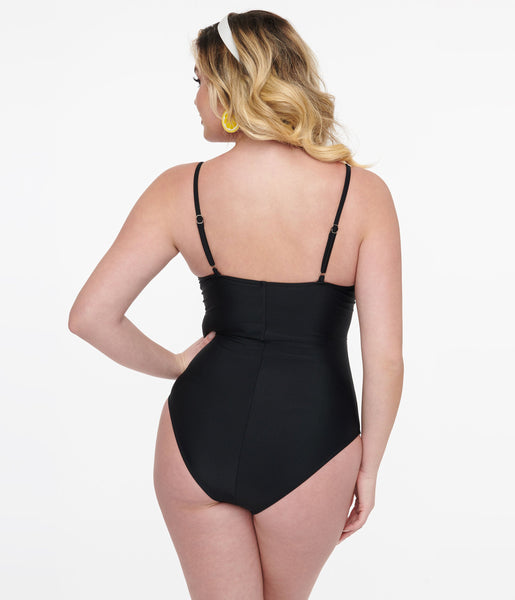 Black Cutout One Piece Swimsuit – Unique Vintage