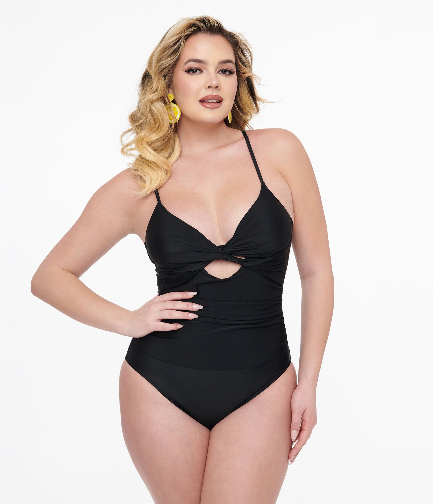 Black Cutout One Piece Swimsuit - Unique Vintage - Womens, SWIM, 1 PC