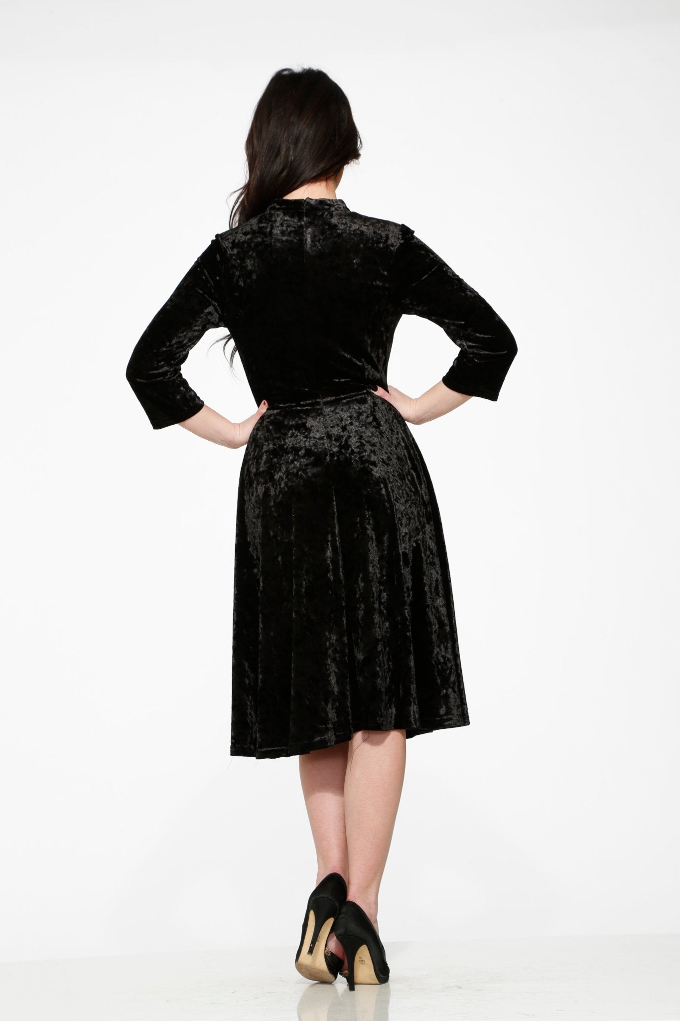 Black Diamond Velvet Swing Dress - Unique Vintage - Womens, DRESSES, SWING