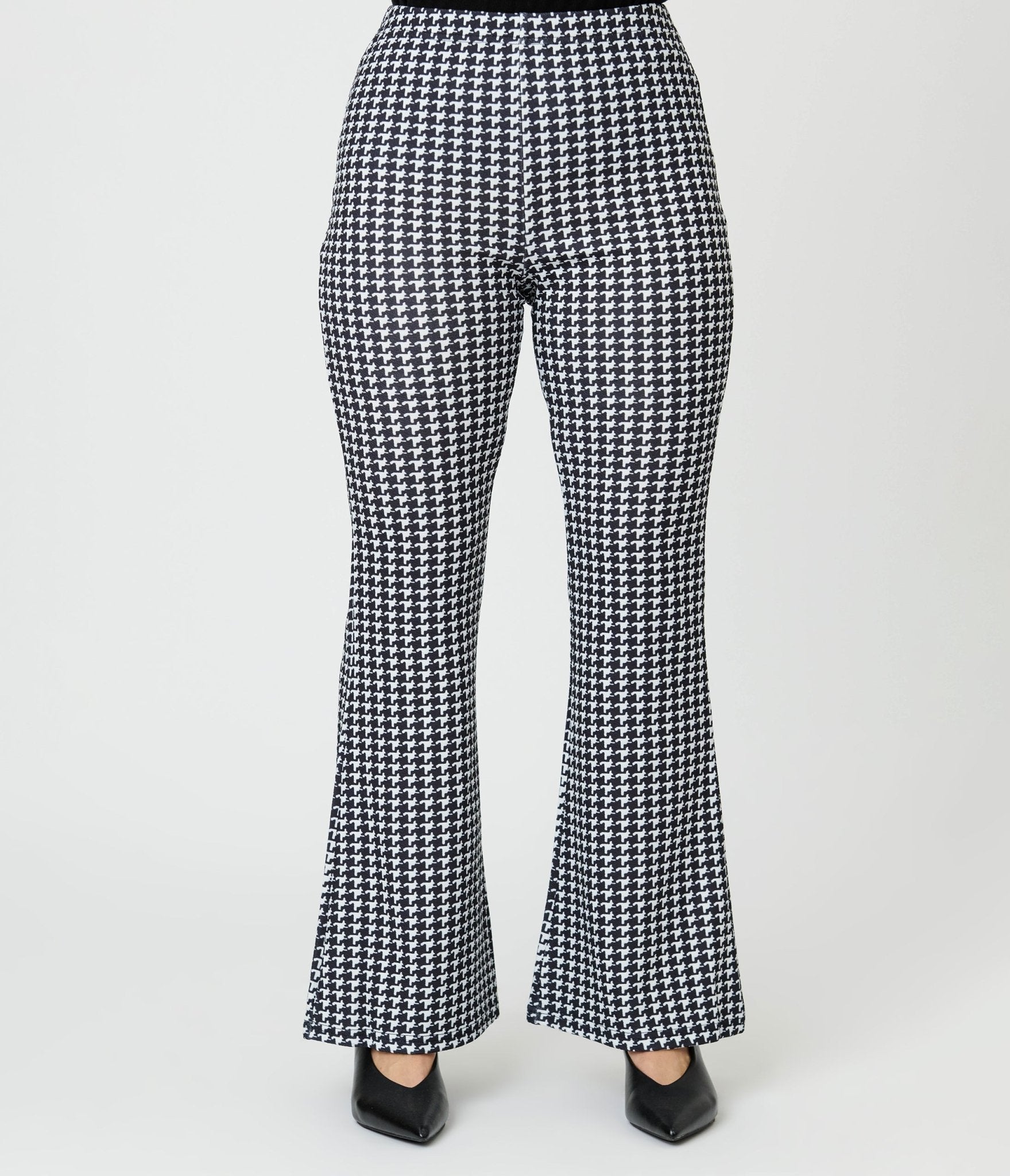Black Houndstooth High Waist Flare Pants - Unique Vintage - Womens, BOTTOMS, PANTS