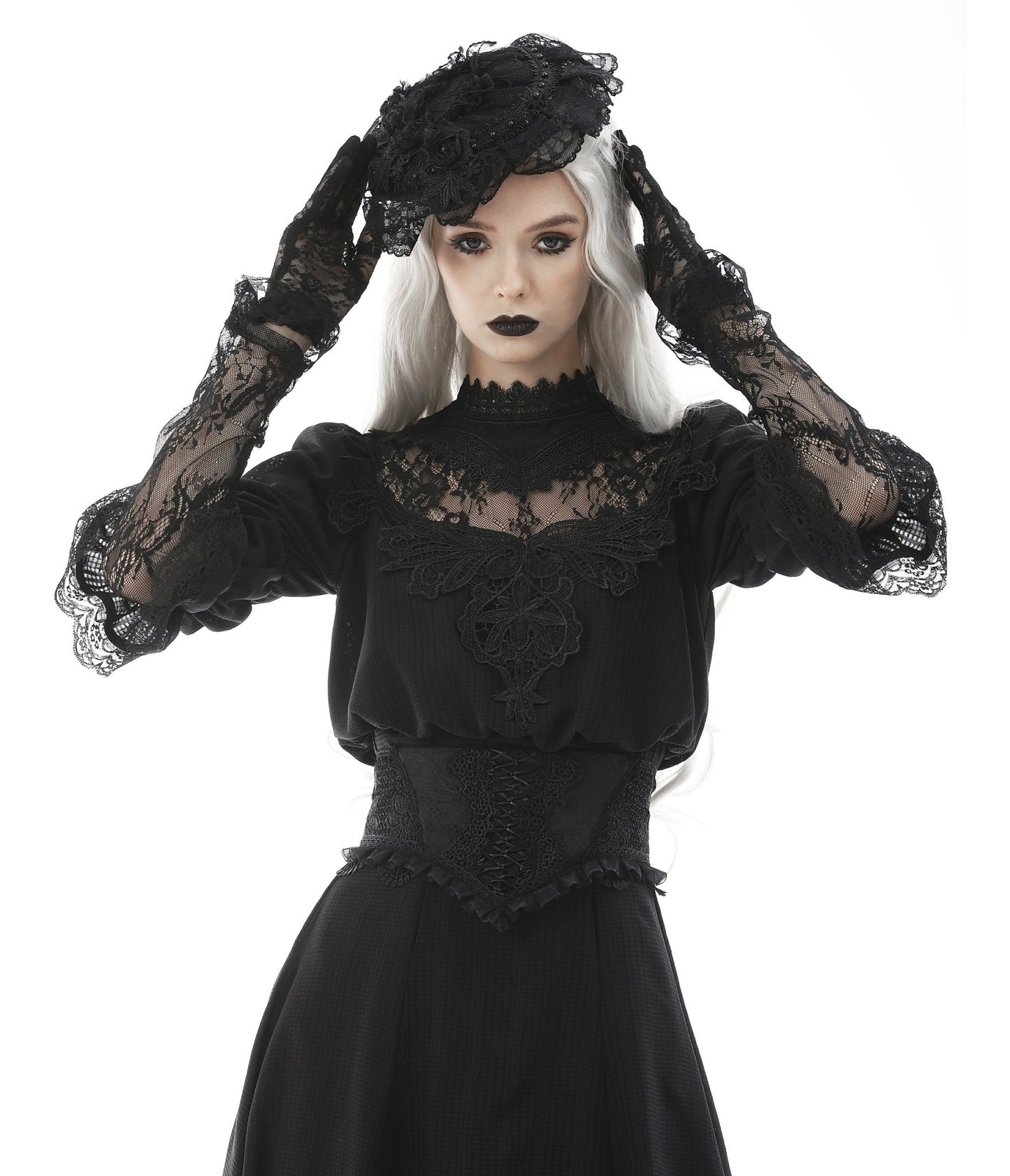 Black Lace Corset Belt - Unique Vintage - Womens, ACCESSORIES, BELTS