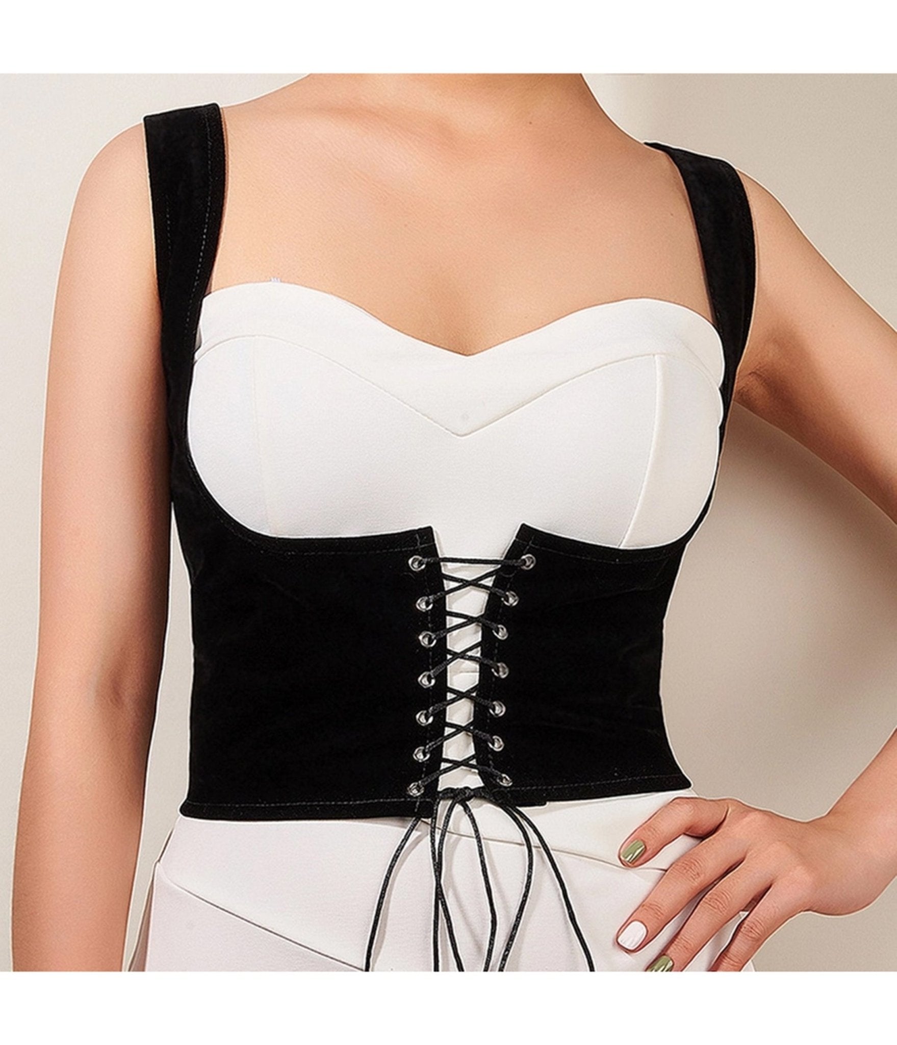 Black Lace-Up Under Bust Corset - One Size