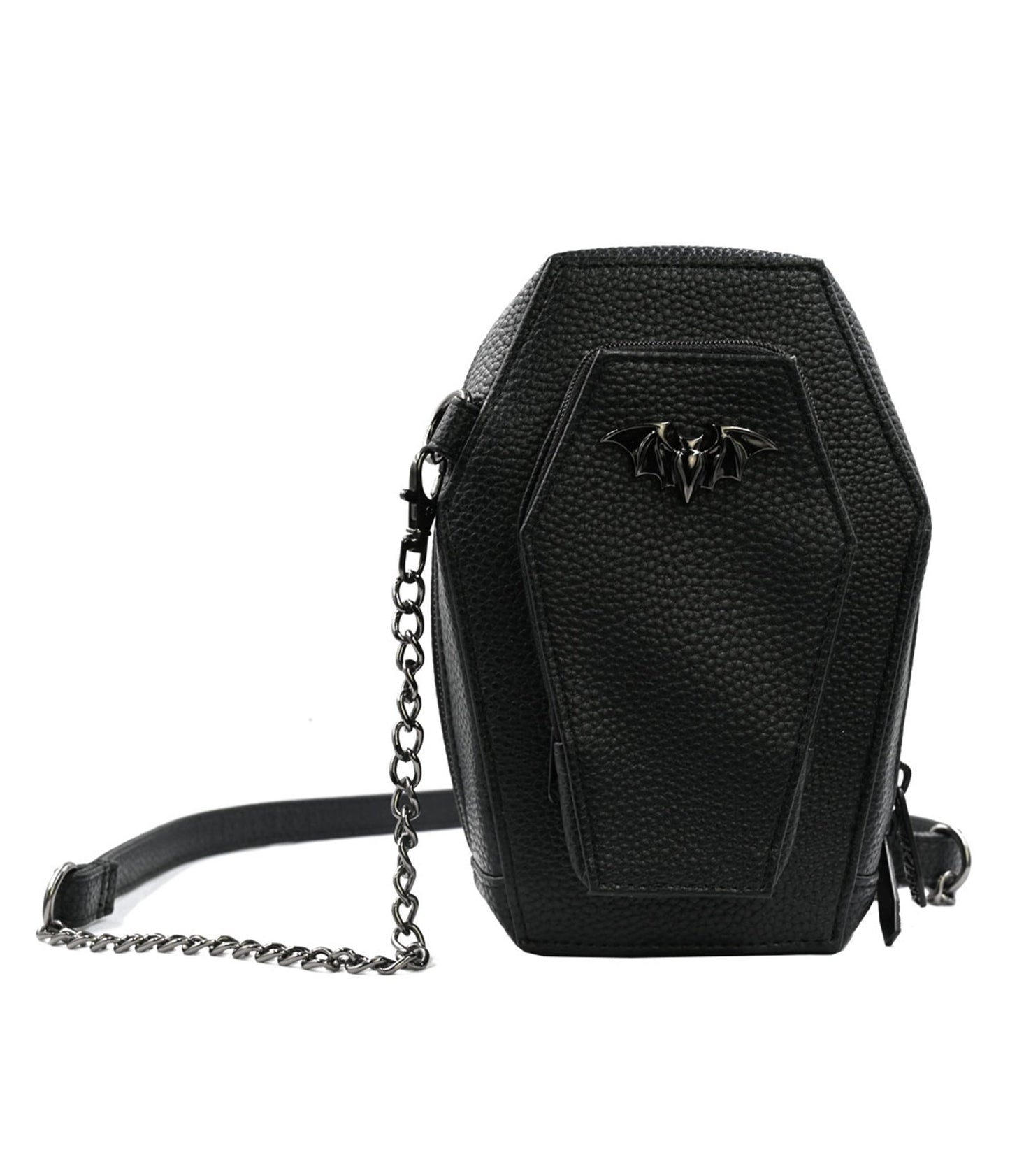 Black Leatherette Mini Coffin Crossbody Purse - Unique Vintage - Womens, ACCESSORIES, HANDBAGS