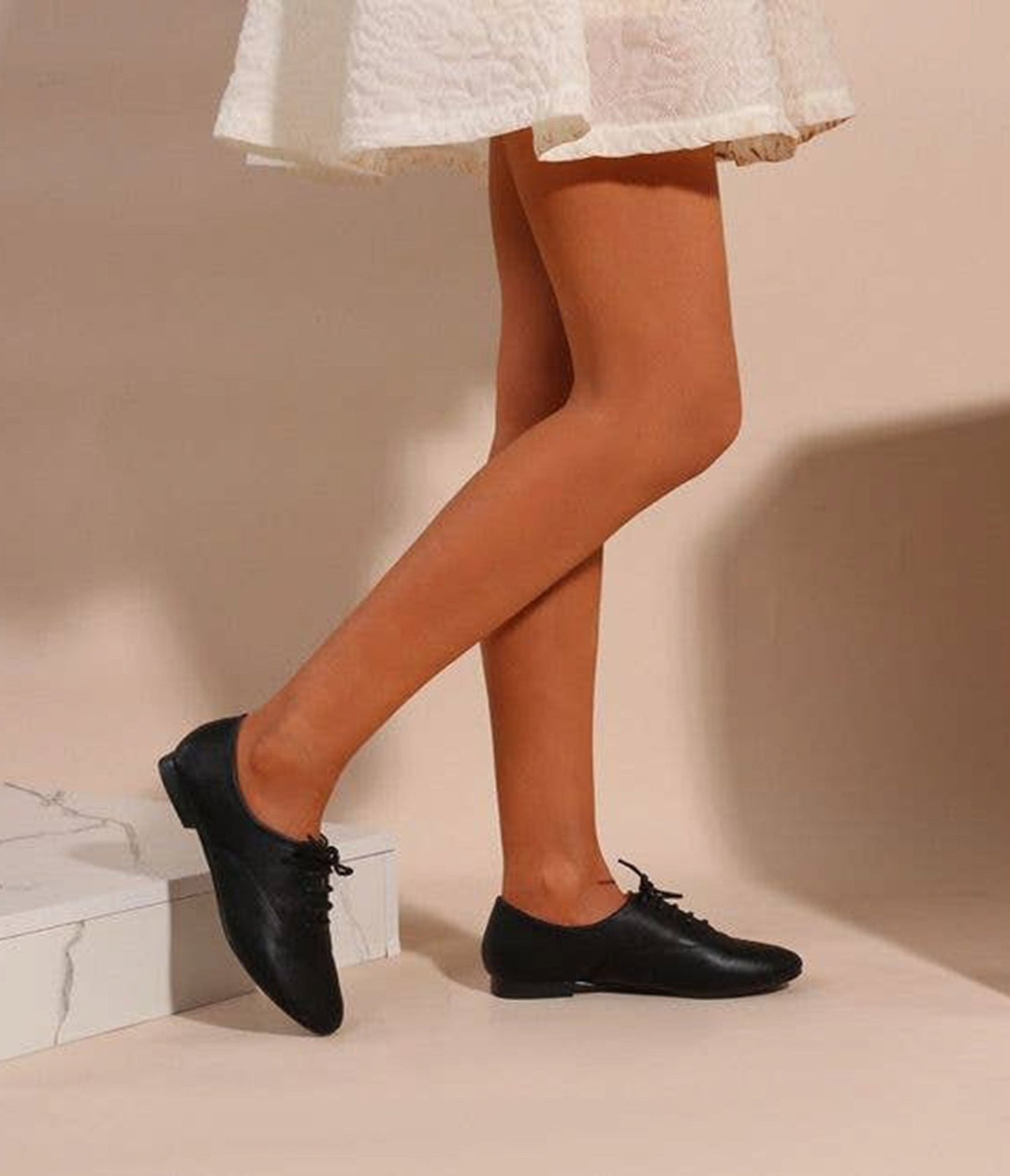 Black Leatherette Oxford Flats - Unique Vintage - Womens, SHOES, FLATS