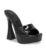 Black Leatherette Peep Toe Platform Heels