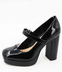Black Patent Leatherette Platform Mary Jane Heels