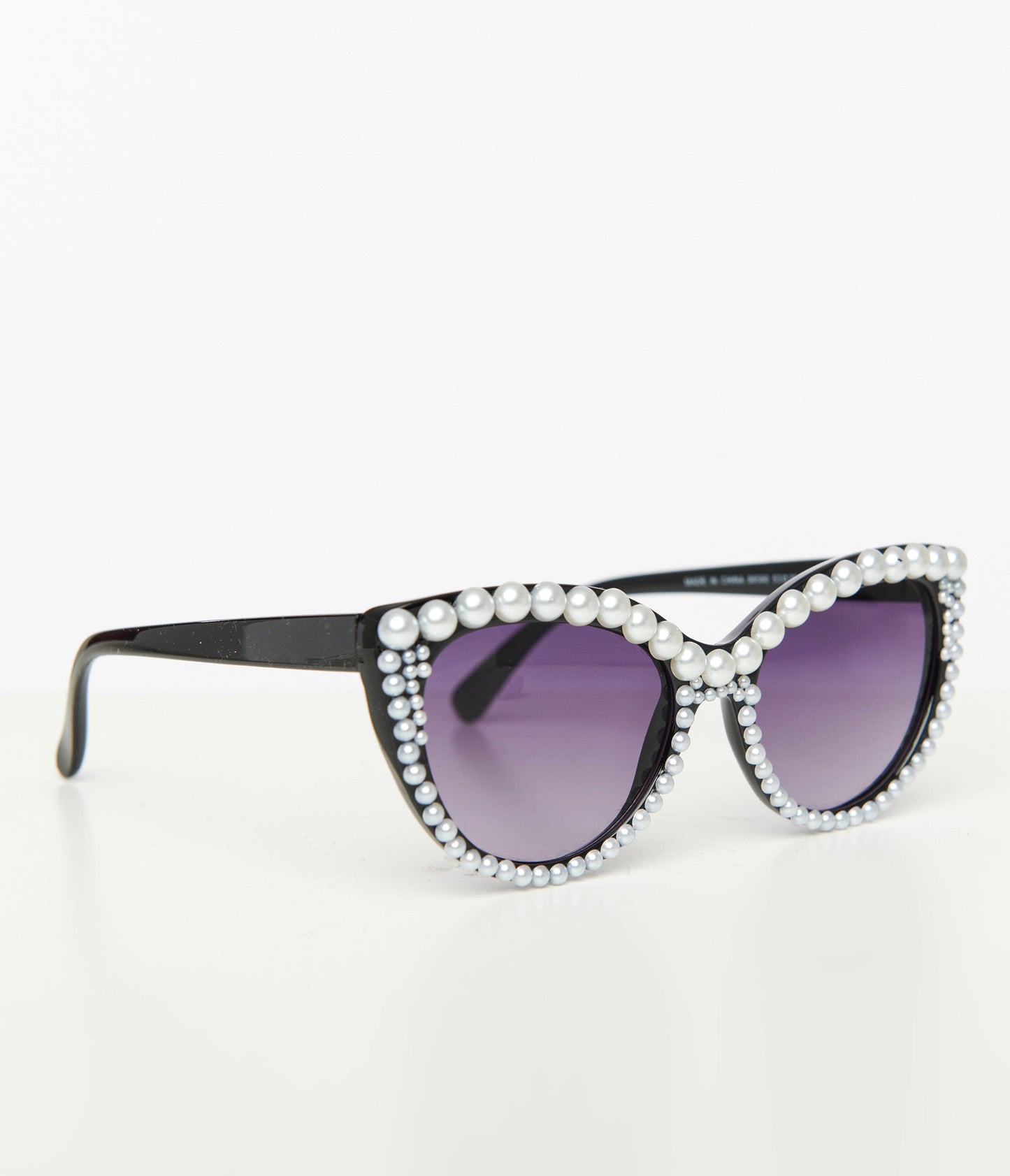 Black & Pearl Cat Eye Sunglasses - Unique Vintage - Womens, ACCESSORIES, SUNGLASSES