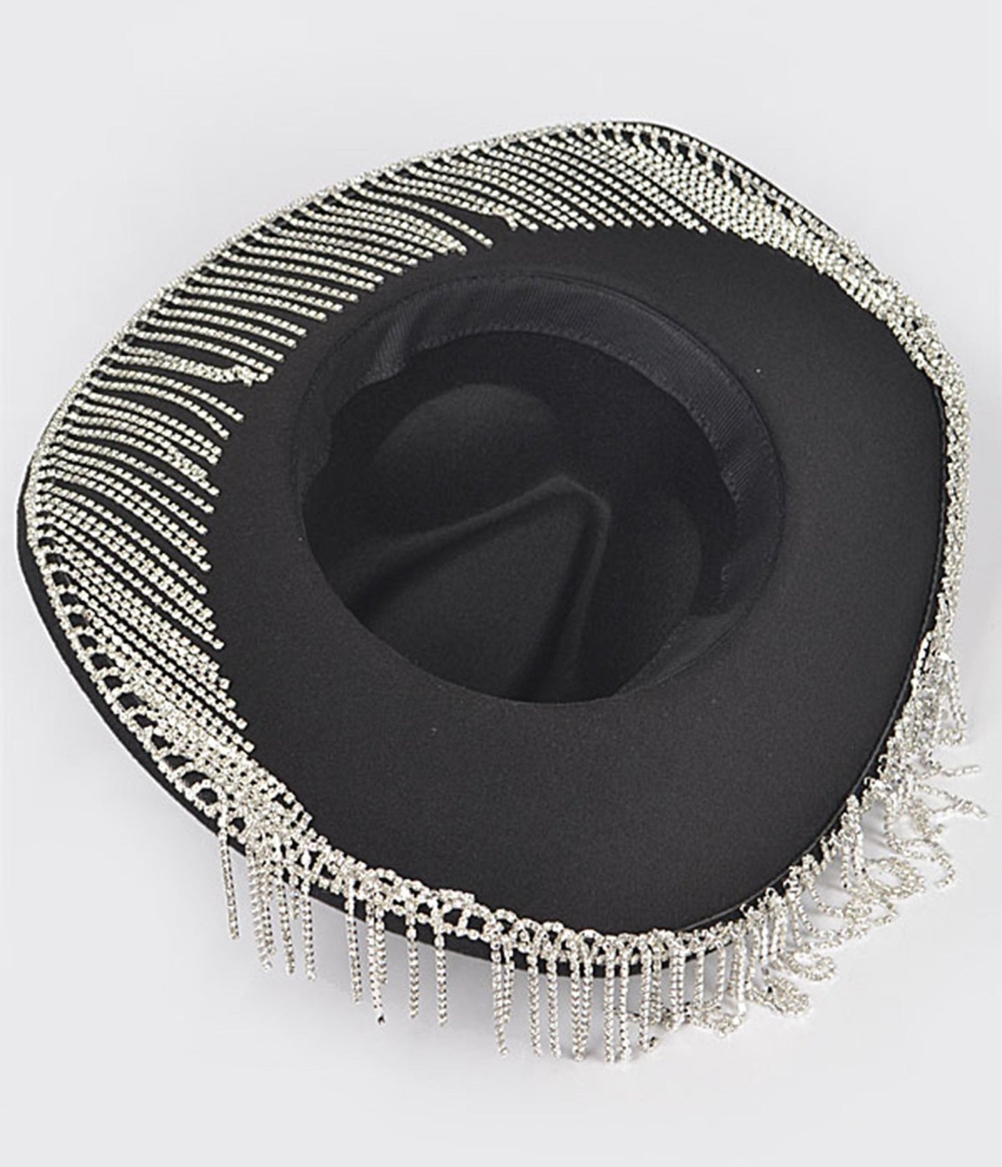 Black Rhinestone Fringe Cowboy Hat - Unique Vintage - Womens, ACCESSORIES, HATS
