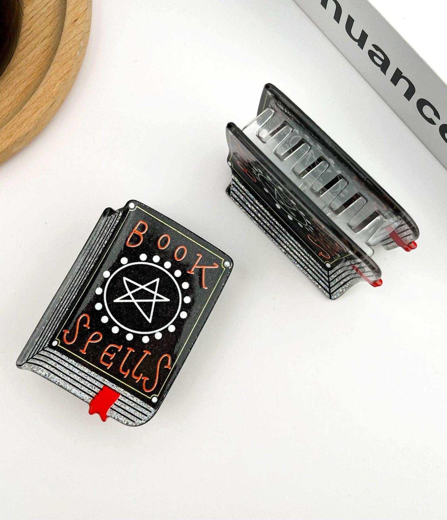 Black Spell Book Claw Clip - Unique Vintage - Womens, ACCESSORIES, HAIR