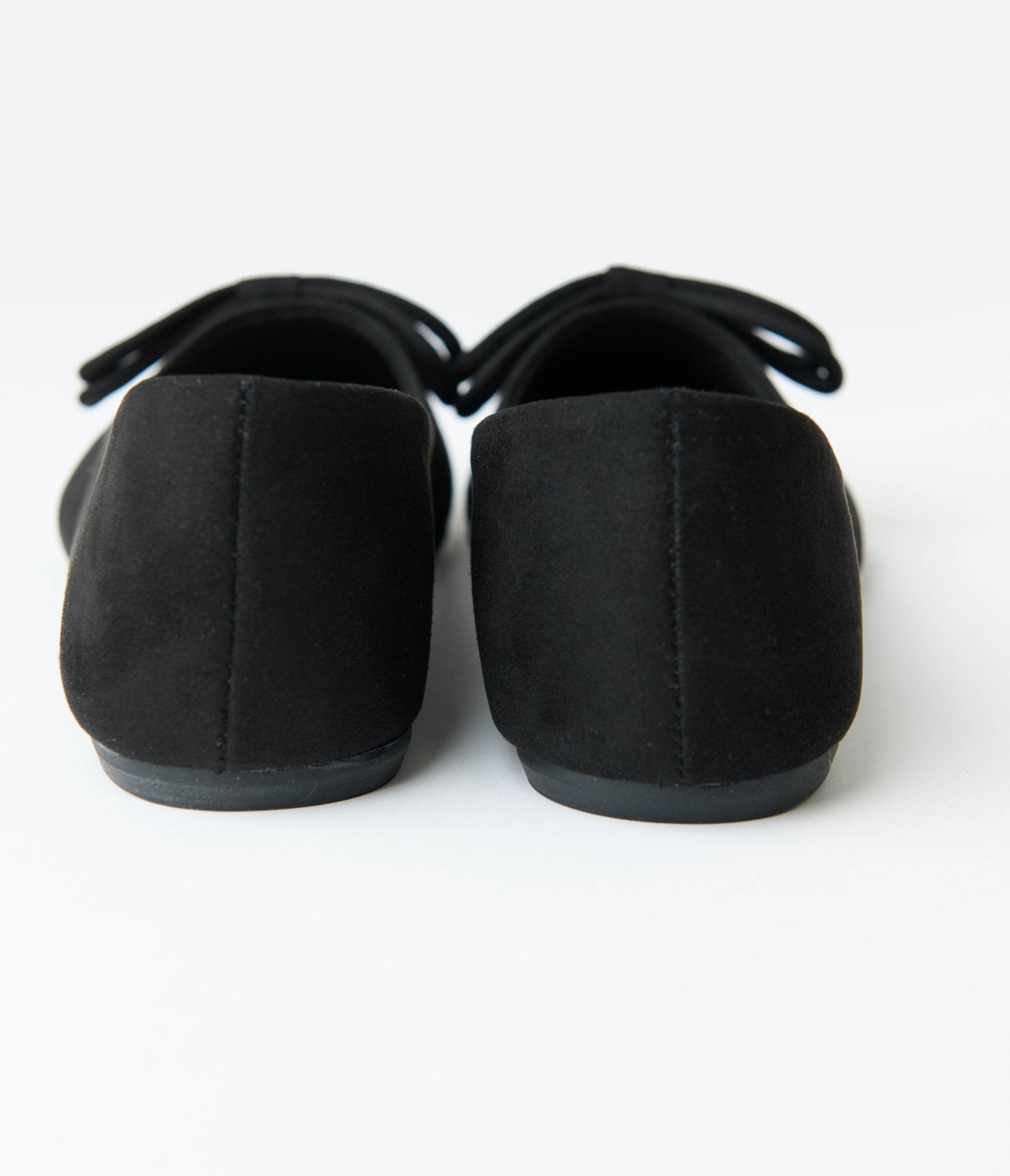 Black Suede Pointed Toe Bow Flats - Unique Vintage - Womens, SHOES, FLATS