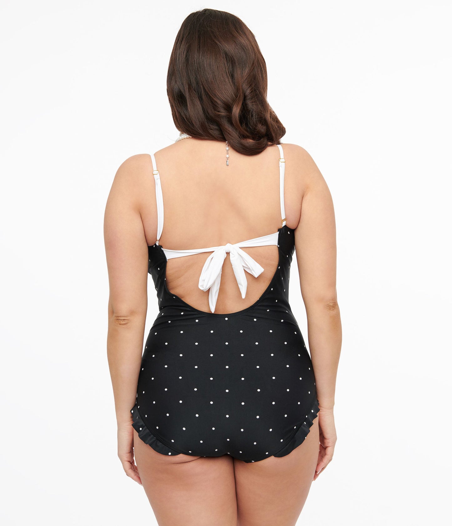 Black & White Dot One Piece Swimsuit - Unique Vintage - Womens, SWIM, 1 PC