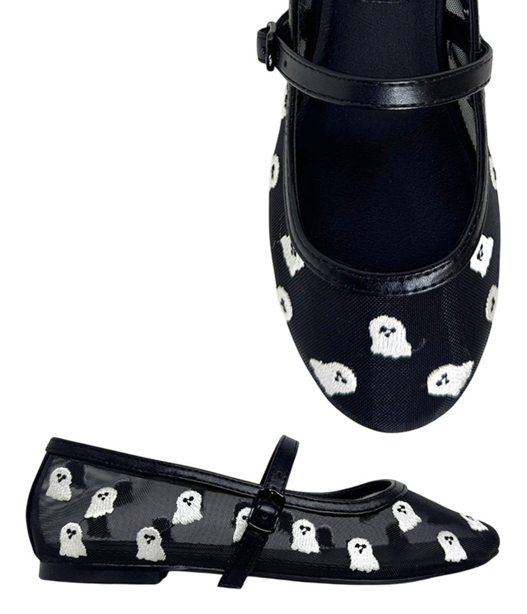 Black & White Ghosts Helena Flats - Unique Vintage - Womens, SHOES, FLATS