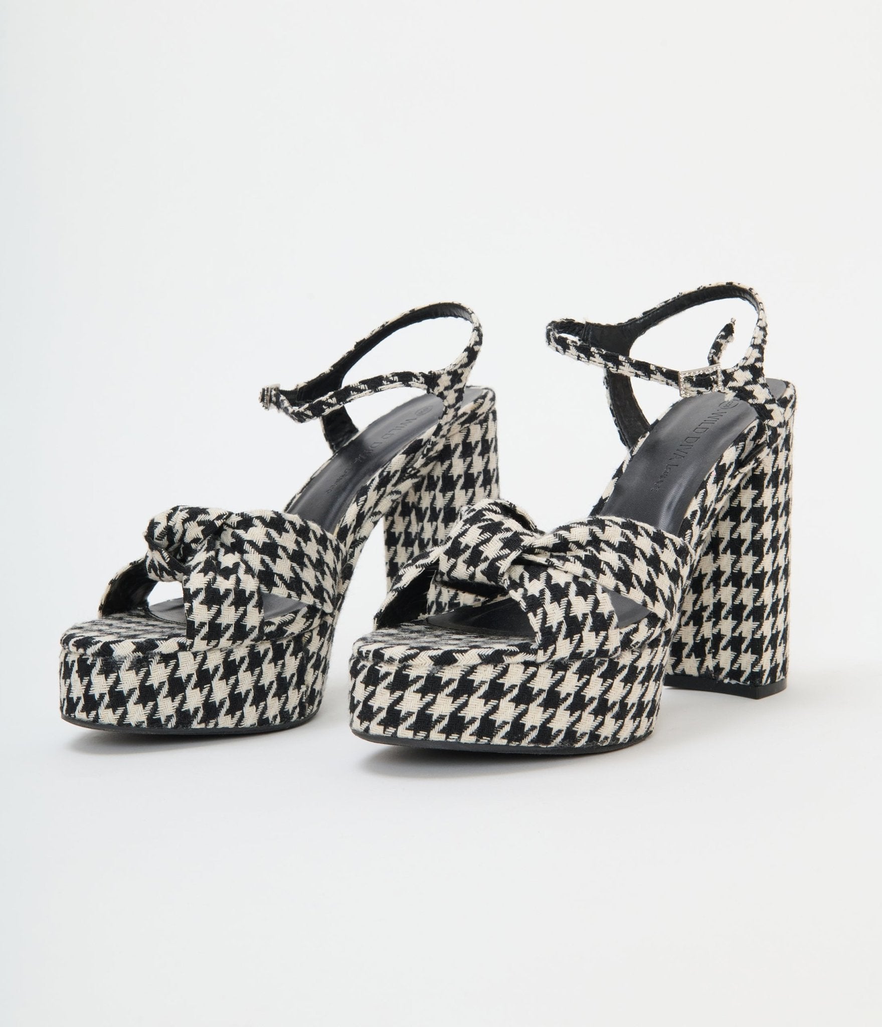 Black & White Houndstooth Platform Heels – Unique Vintage