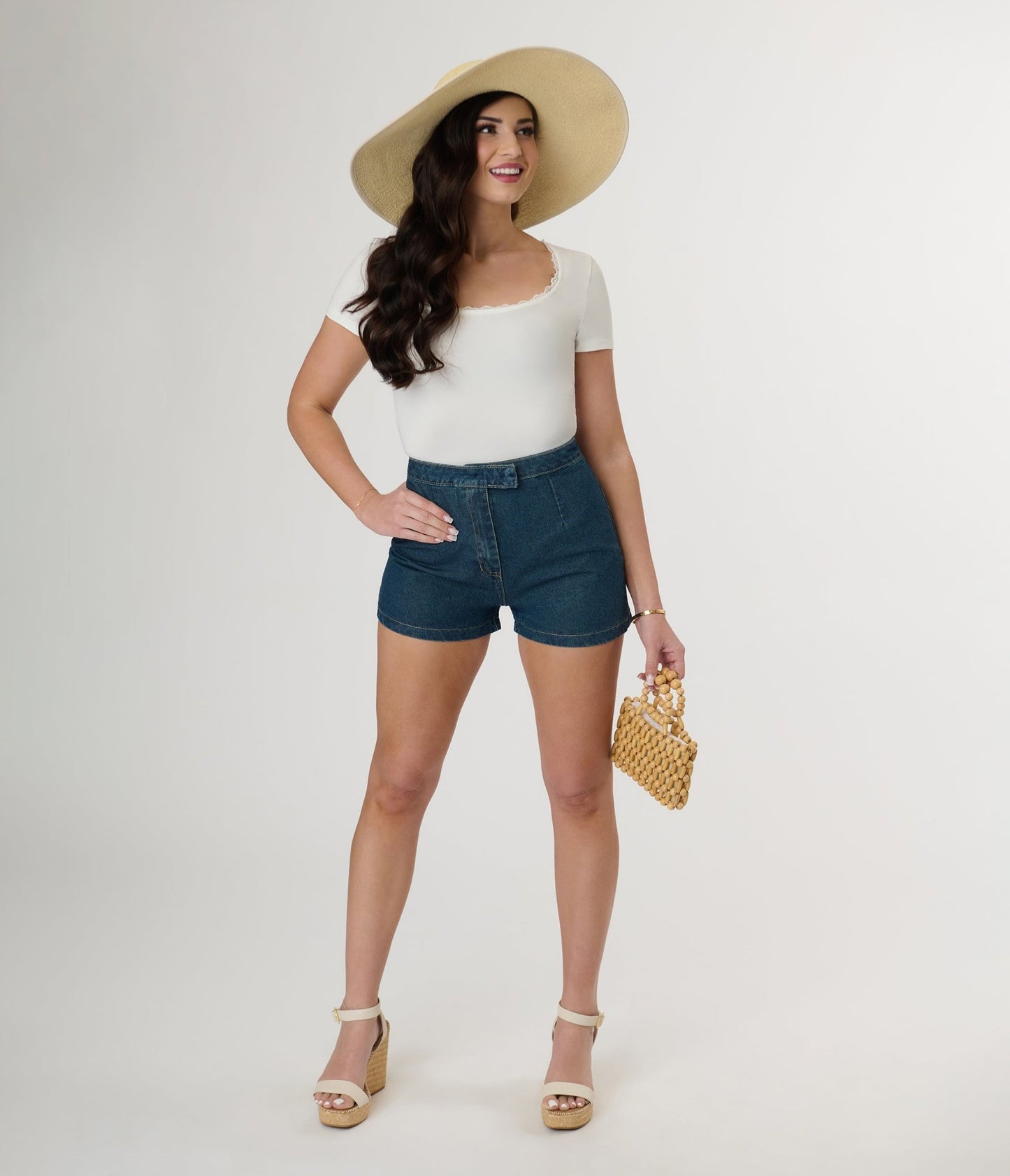 Blue Denim High Rise Shorts - Unique Vintage - Womens, BOTTOMS, SHORTS