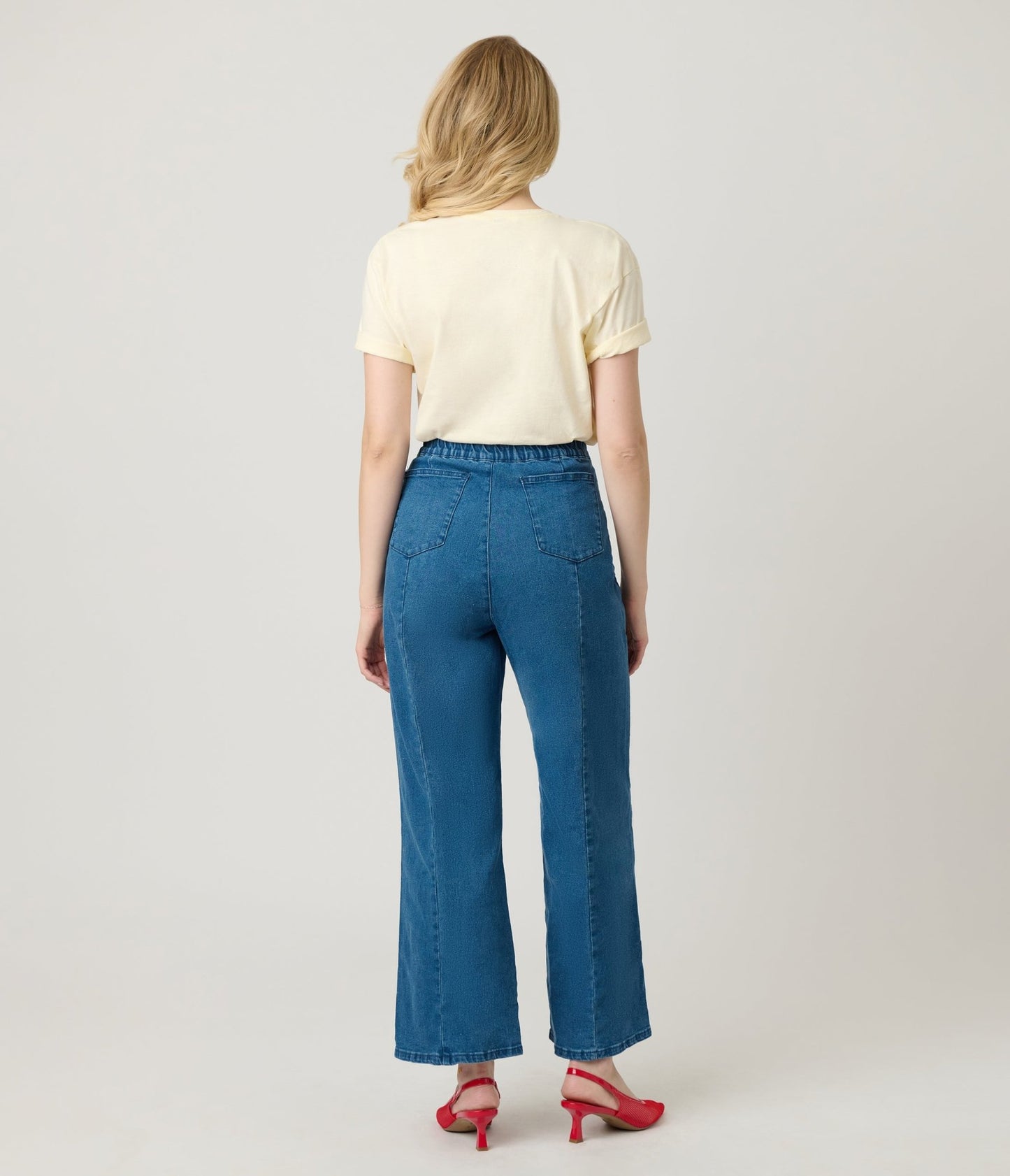 Blue Denim High Waisted Sailor Jeans - Unique Vintage - Womens, BOTTOMS, PANTS