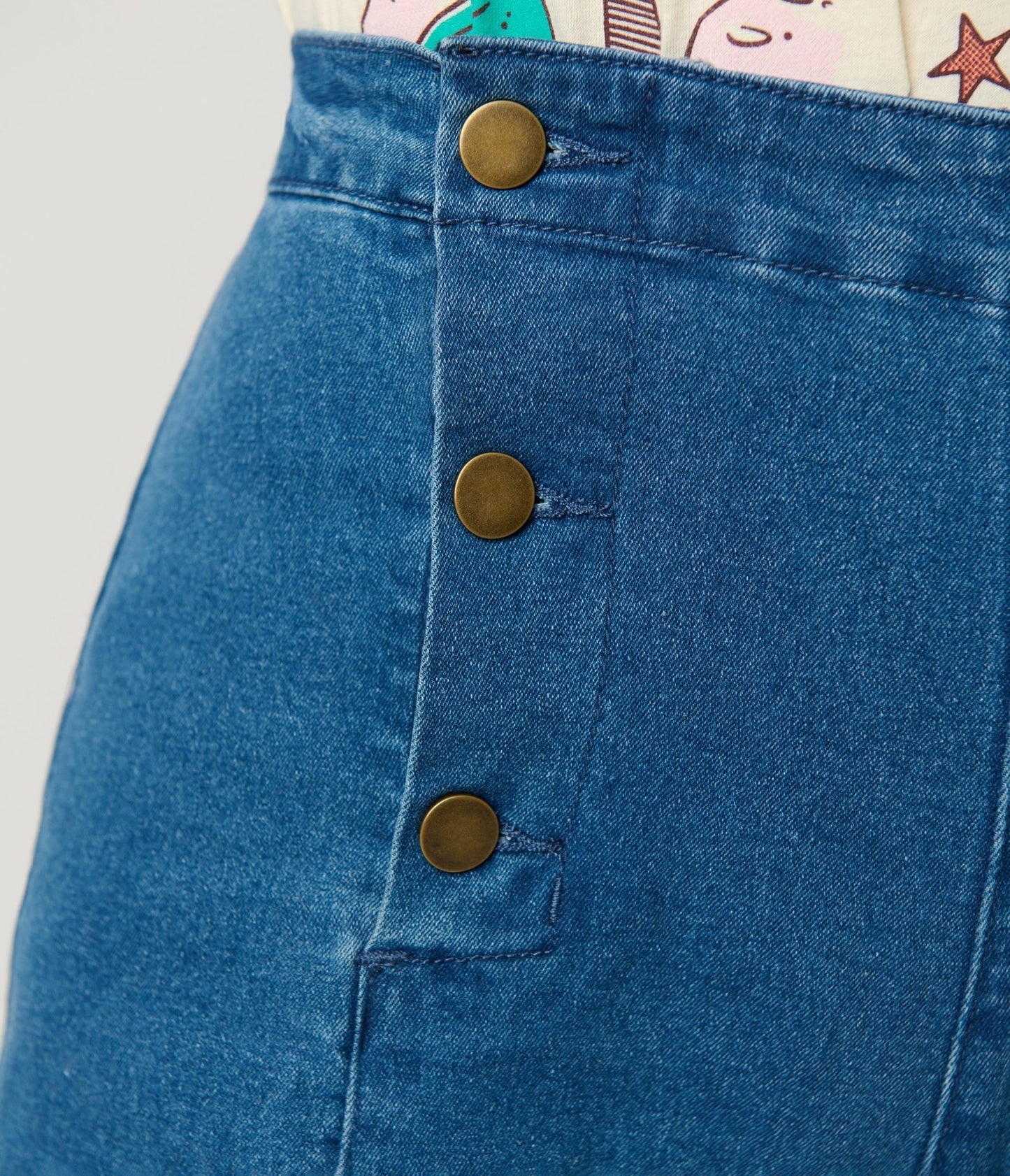 Blue Denim High Waisted Sailor Jeans - Unique Vintage - Womens, BOTTOMS, PANTS