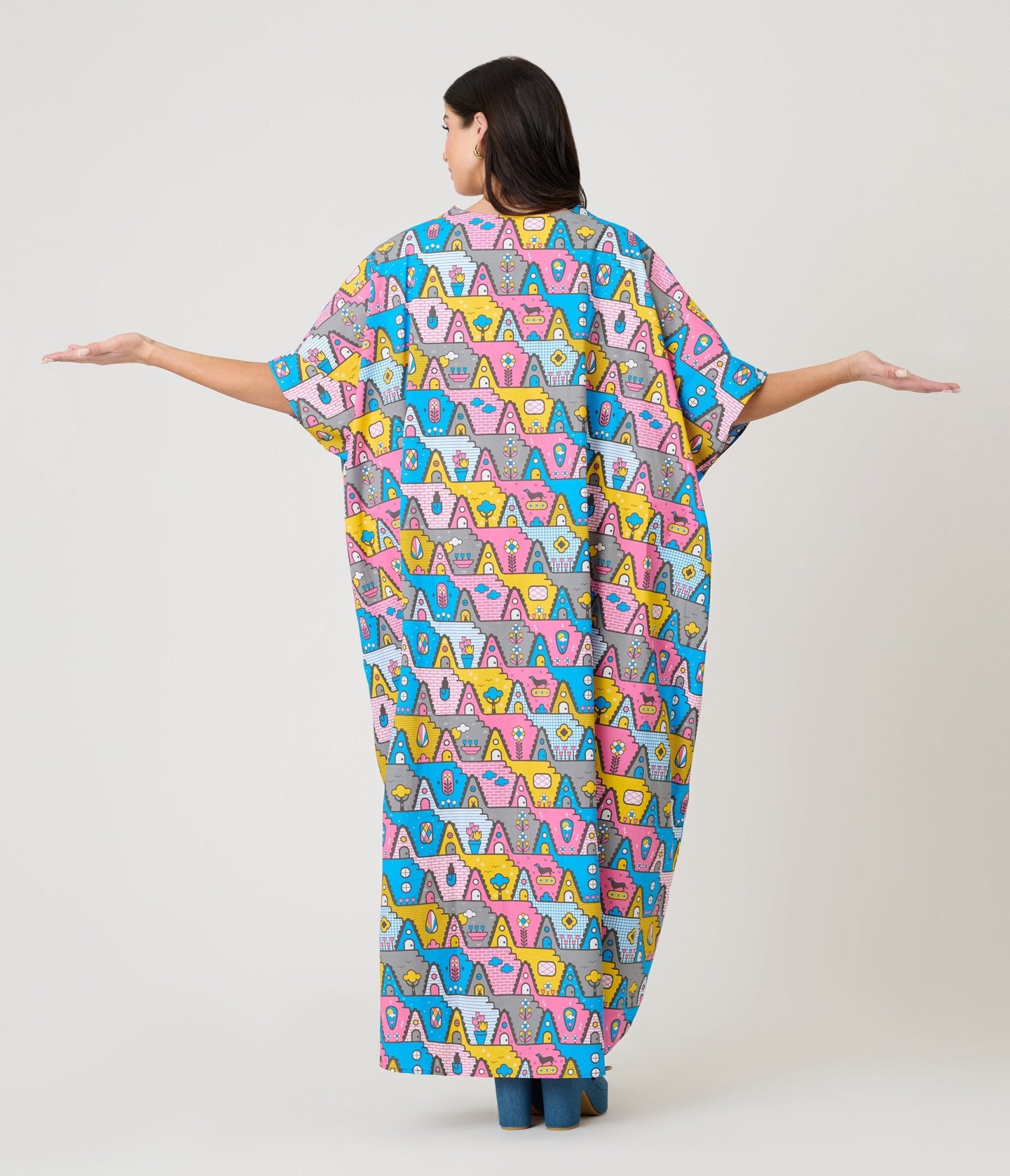 Blue Platypus Pretty Pastel A - Frames Caftan - Unique Vintage - Womens, DRESSES, CAFTAN
