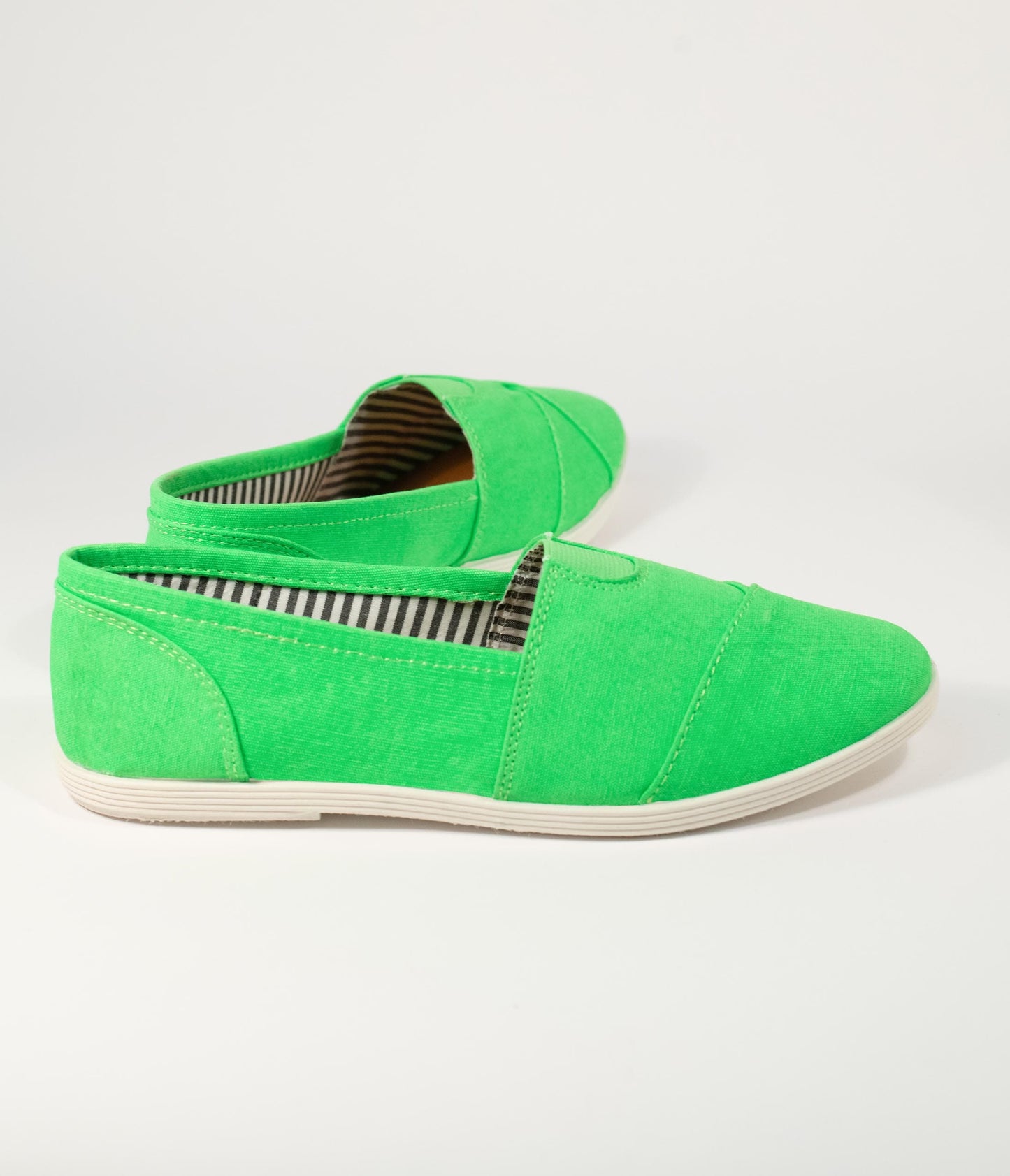 Bright Green Canvas Casual Loafer Flats - Unique Vintage - Womens, SHOES, FLATS