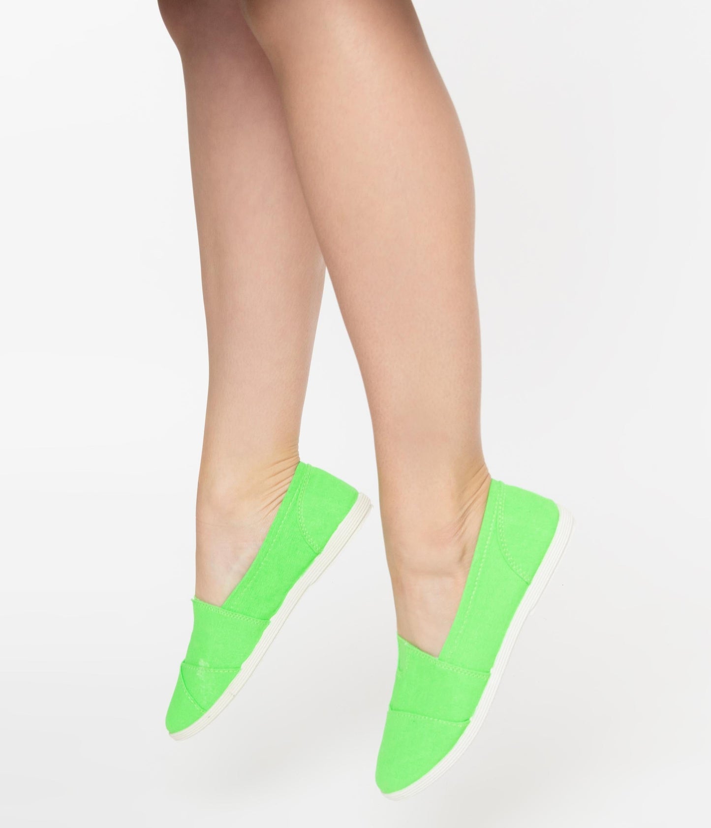 Bright Green Canvas Casual Loafer Flats - Unique Vintage - Womens, SHOES, FLATS