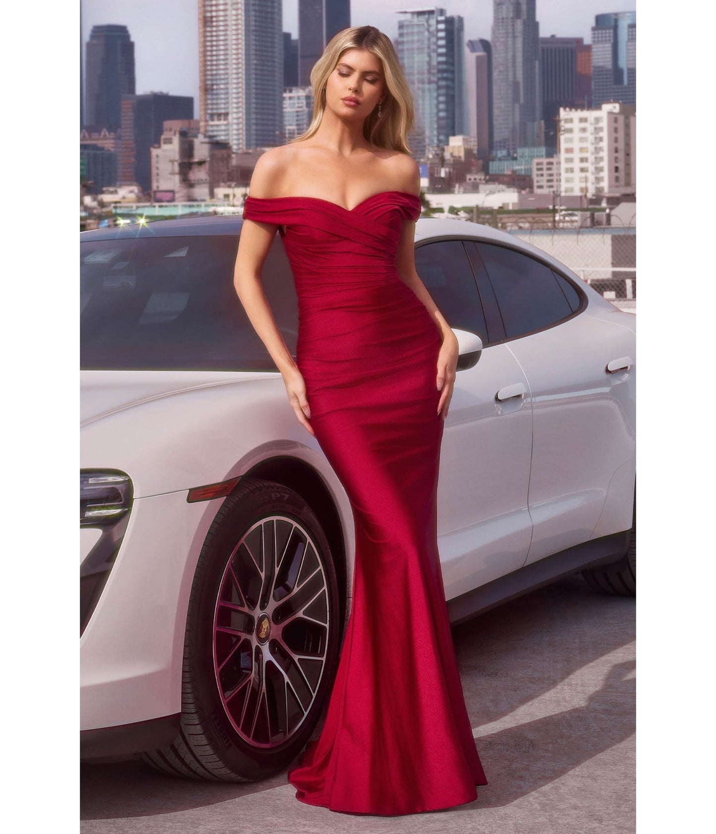 Burgundy Off Shoulder Formal Gown - Unique Vintage -