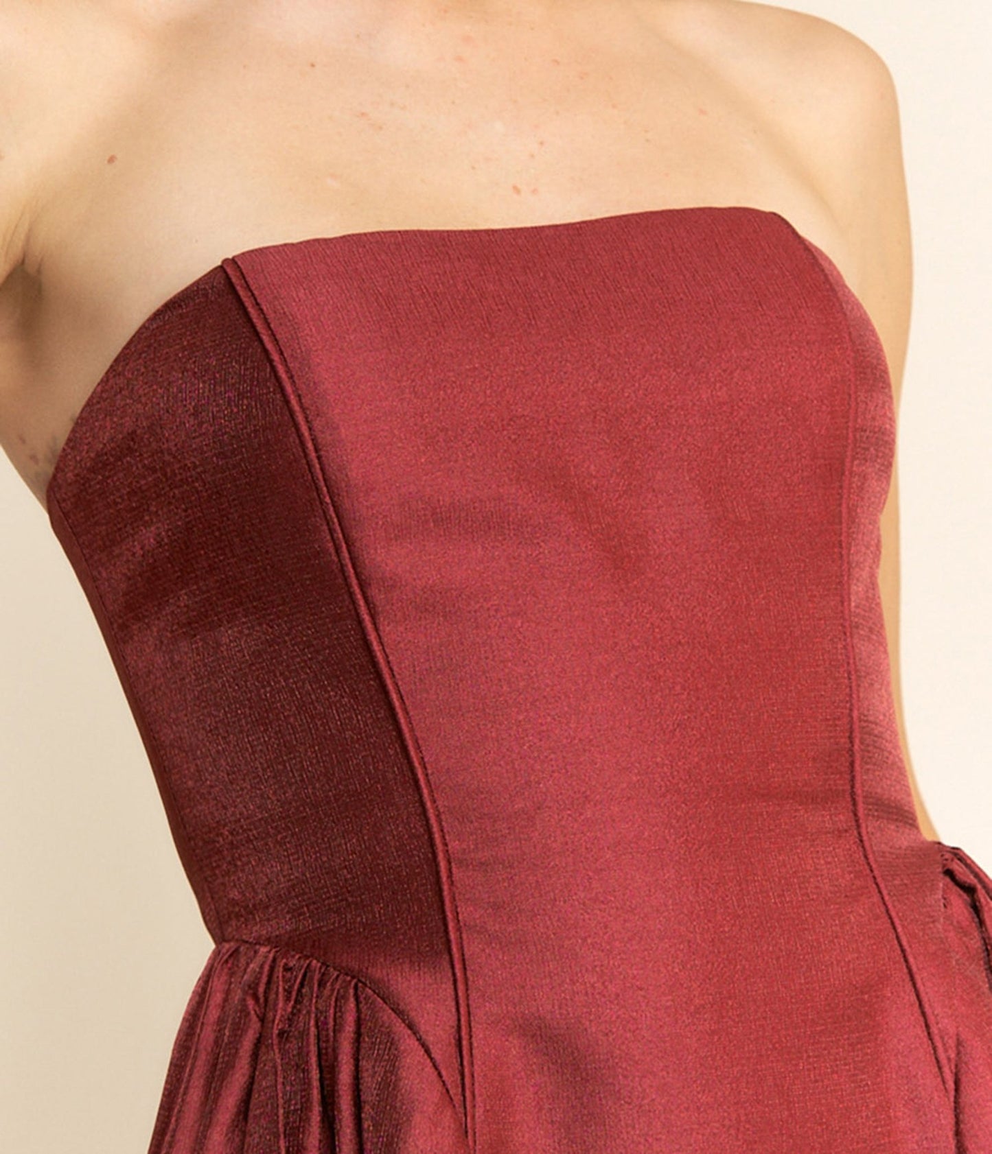 Burgundy Strapless Midi Dress - Unique Vintage - Womens, DRESSES, MIDI