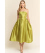 Chartreuse Strapless Midi Dress