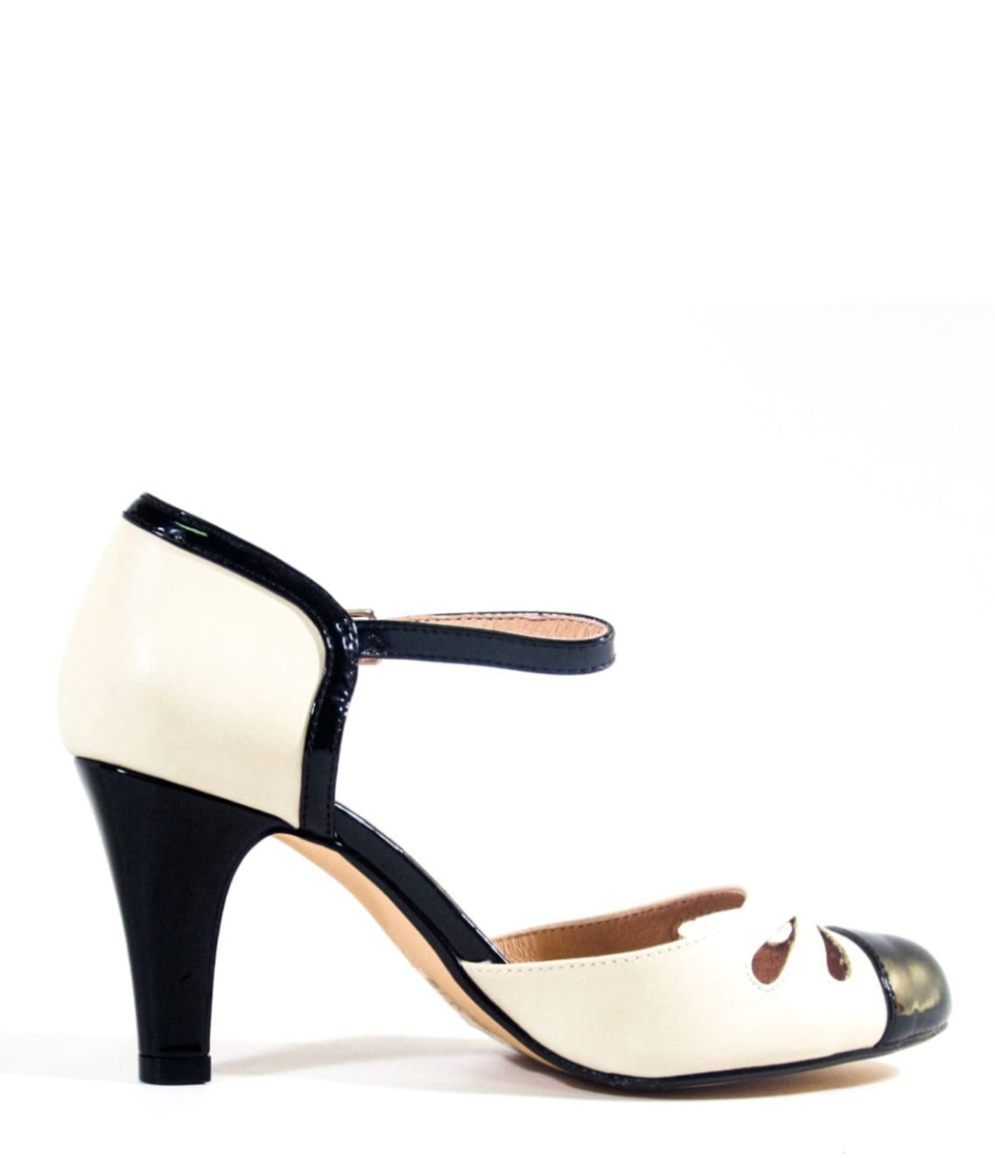 Chelsea Crew Black & Bone Retro Getty Heels - Unique Vintage - Womens, SHOES, HEELS