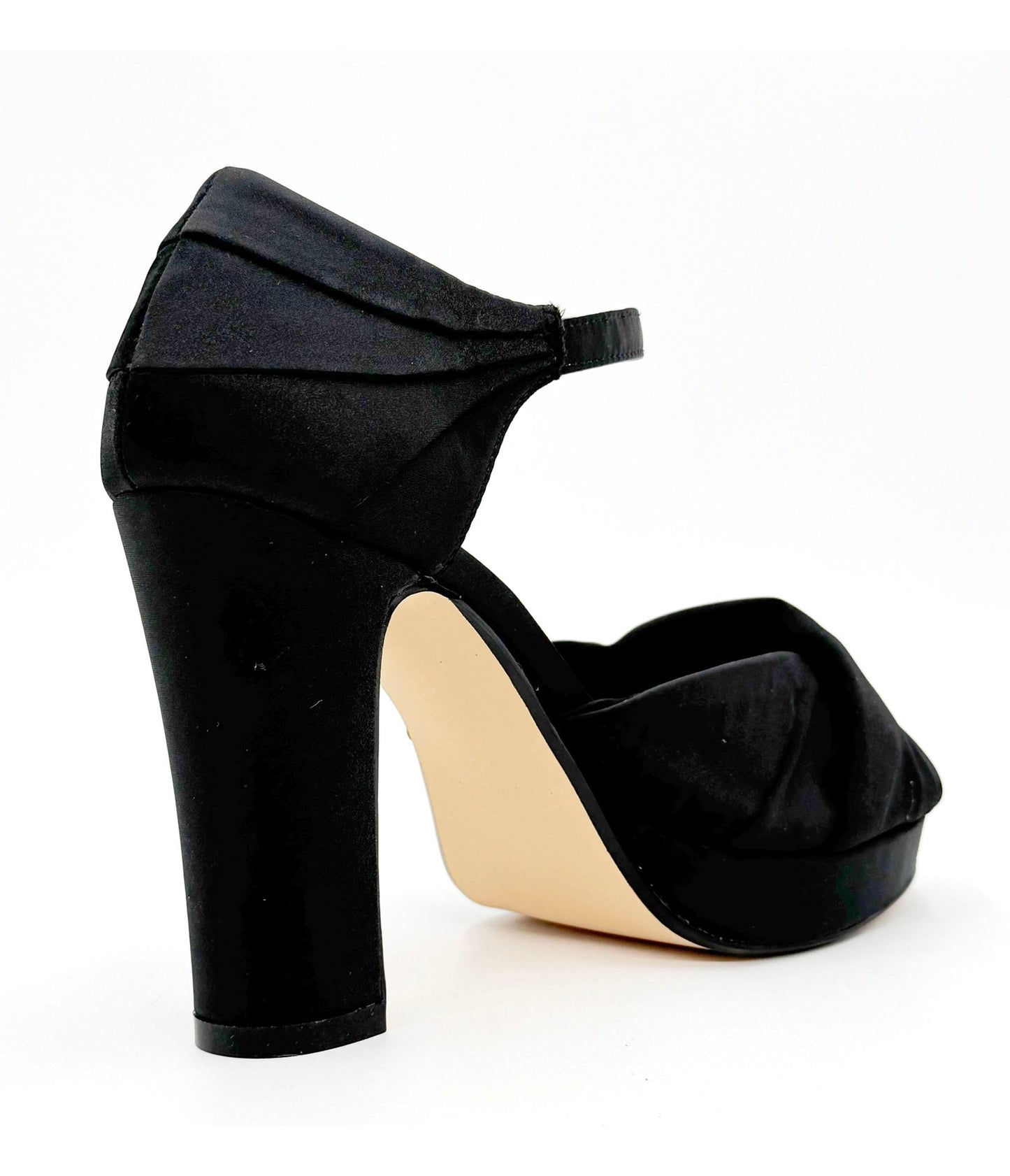 Chelsea Crew Black Satin Gloria Heels - Unique Vintage - Womens, SHOES, HEELS