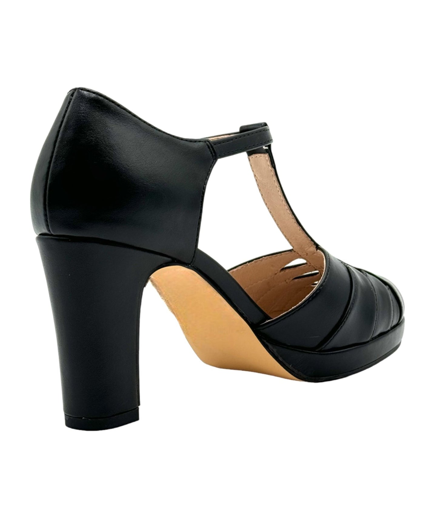 Chelsea Crew Black T - Strap Francine Heels - Unique Vintage - Womens, SHOES, HEELS