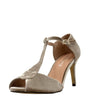 Chelsea Crew Cream T-Strap Velvet Blondie Heels