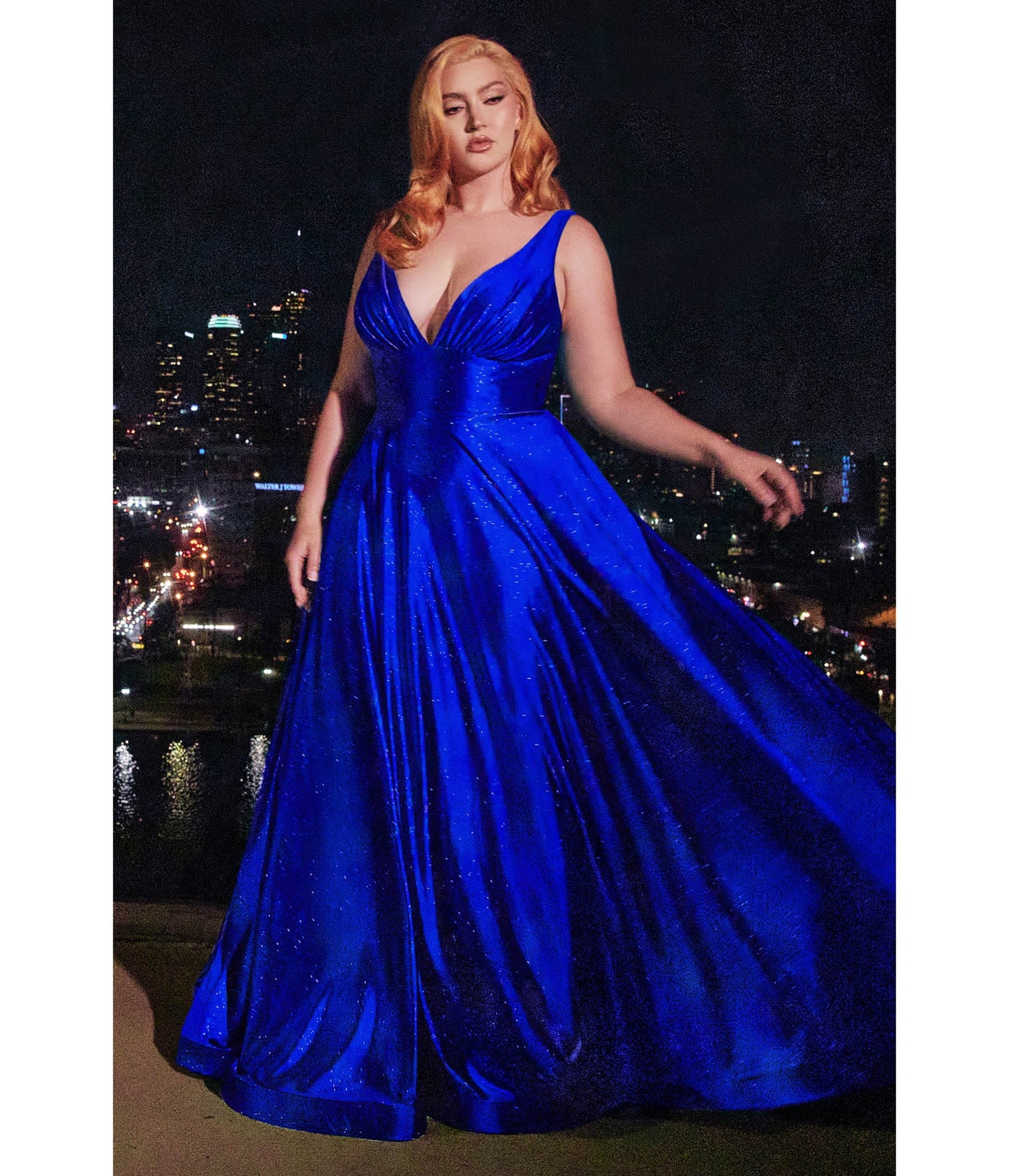 Cinderella Divine Plus Size Royal Blue Satin Prom Dress - Unique Vintage - Womens, DRESSES, PROM AND SPECIAL OCCASION