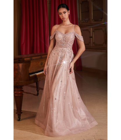 Cinderella Divine Rose Champagne Strapless Prom Gown - Unique Vintage - Womens, DRESSES, PROM AND SPECIAL OCCASION