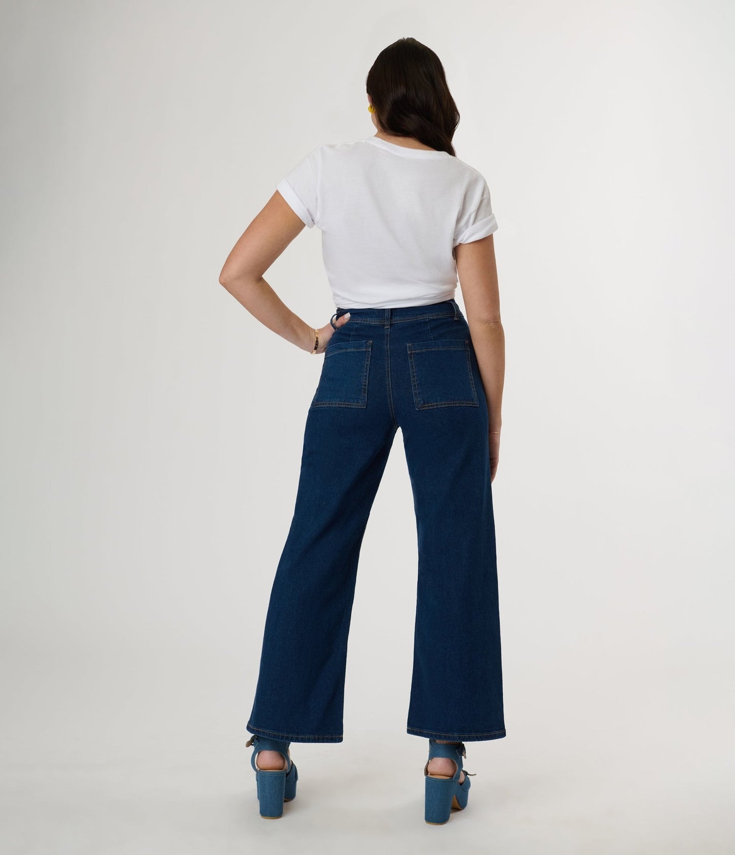 Dark Denim High Rise Wide Leg Jeans - Unique Vintage - Womens, BOTTOMS, JEANS