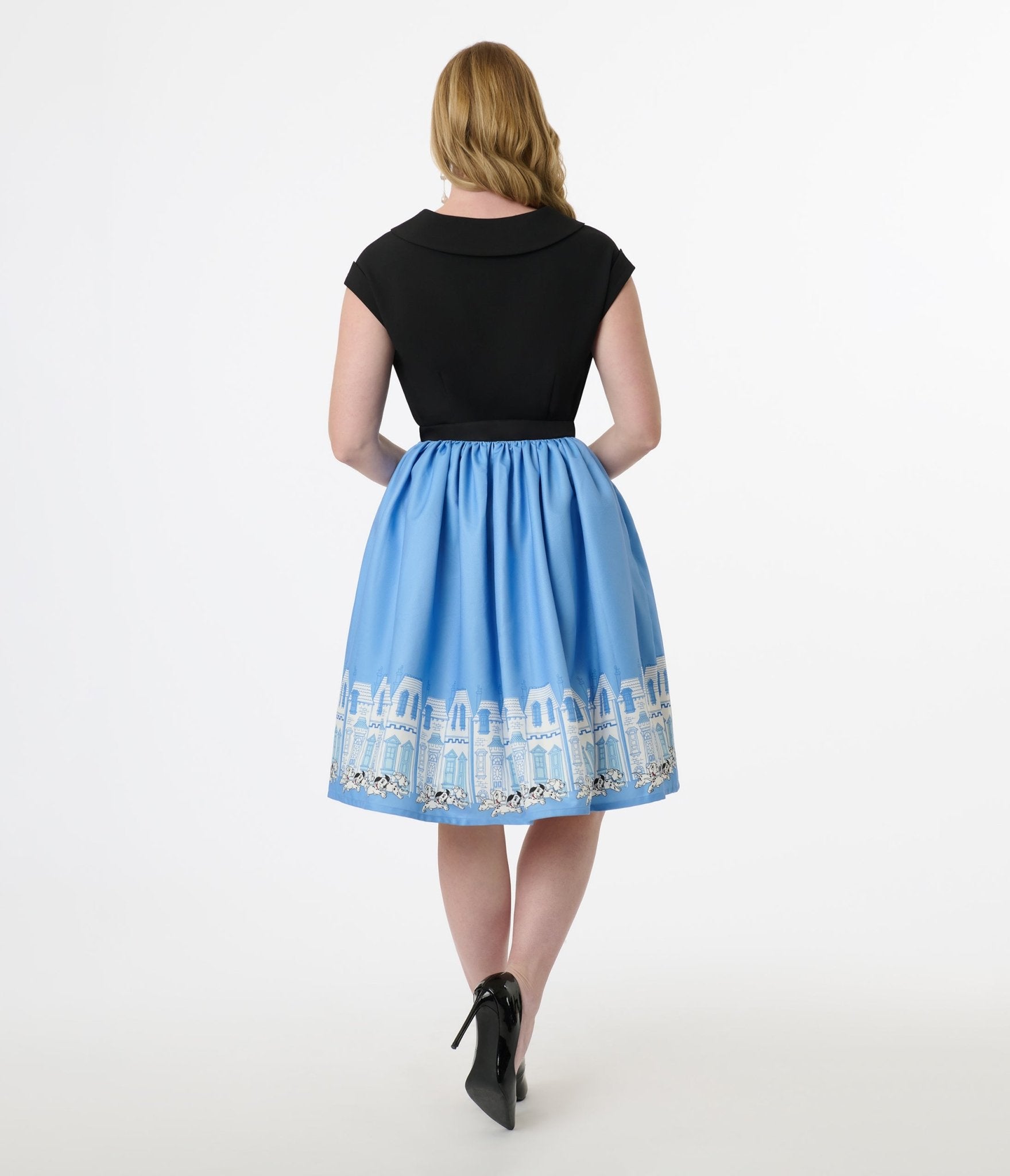 Disney Cats & Dogs Collection by Unique Vintage Blue Dalmatians Border Swing Skirt - Unique Vintage - Womens, BOTTOMS, SKIRTS