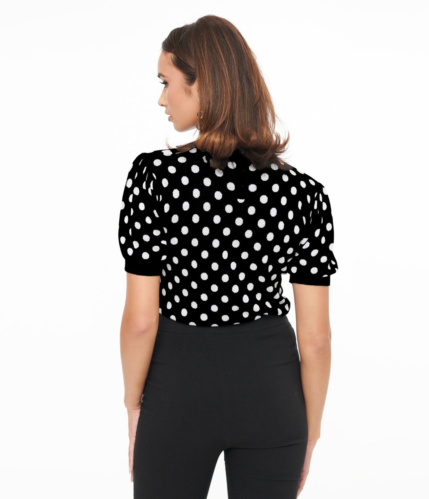Disney Mickey & Friends Collection by Unique Vintage Black Polka Dot Mickey Mouse Cutout Sweater - Unique Vintage - SWEATERS