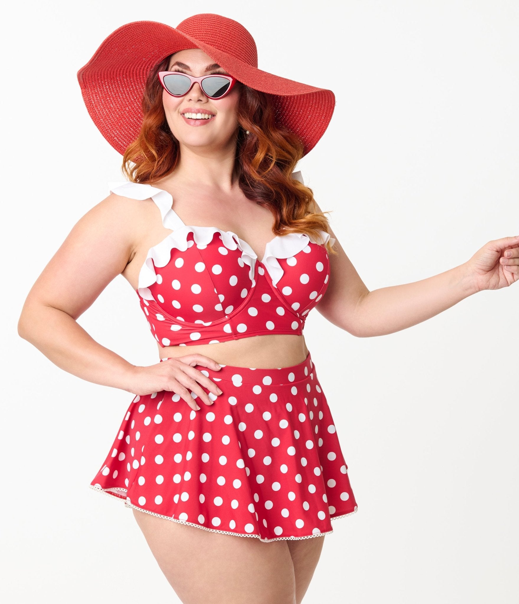 Disney Mickey & Friends Collection by Unique Vintage Plus Minnie Red & White Dot Swim Top - Unique Vintage - Womens, SWIM TOP