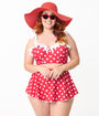 Disney Mickey & Friends Collection by Unique Vintage Plus Size Minnie Red & White Dot Swim Top
