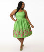 Disney Mickey & Friends Collection by Unique Vintage Plus Size Neon Green & Neon Pink Mickey Cutout Swing Dress