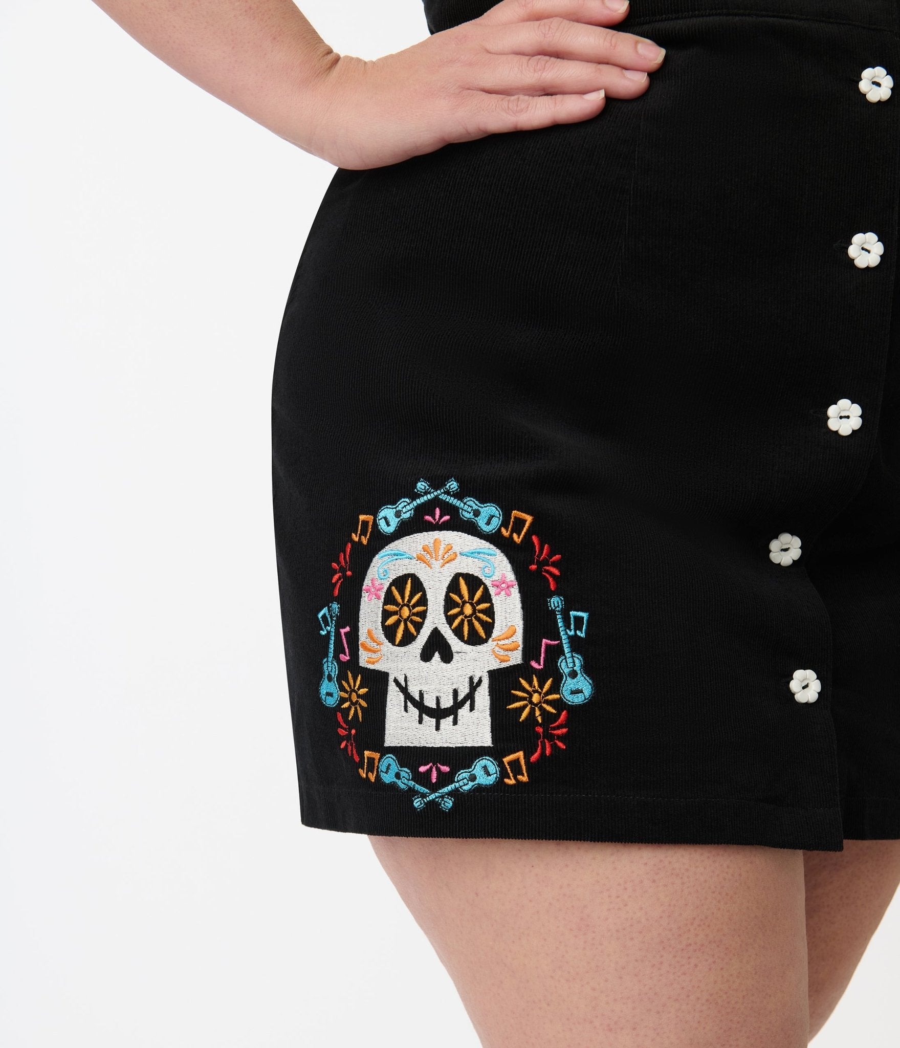 Disney Pixar Coco Collection by Smak Parlour Plus Black Day of the Dead Skull Mini Skirt - Unique Vintage - Womens, SKIRTS
