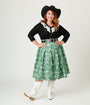 Disney Pixar Toy Story Collection by Unique Vintage Plus Size Sage Green Woody & Jessie Bandana Print Midi Skirt